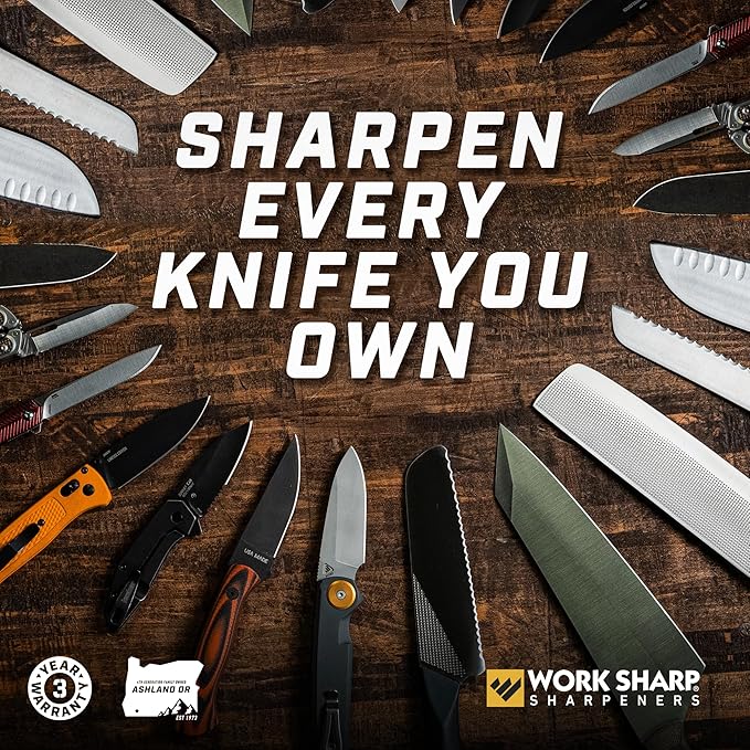 Work Sharp Electric Kitchen Knife Sharpener - Get knives ready for cookouts and BBQ's- Fits in Kitchen Drawer, Sharpens every time, fast & easy