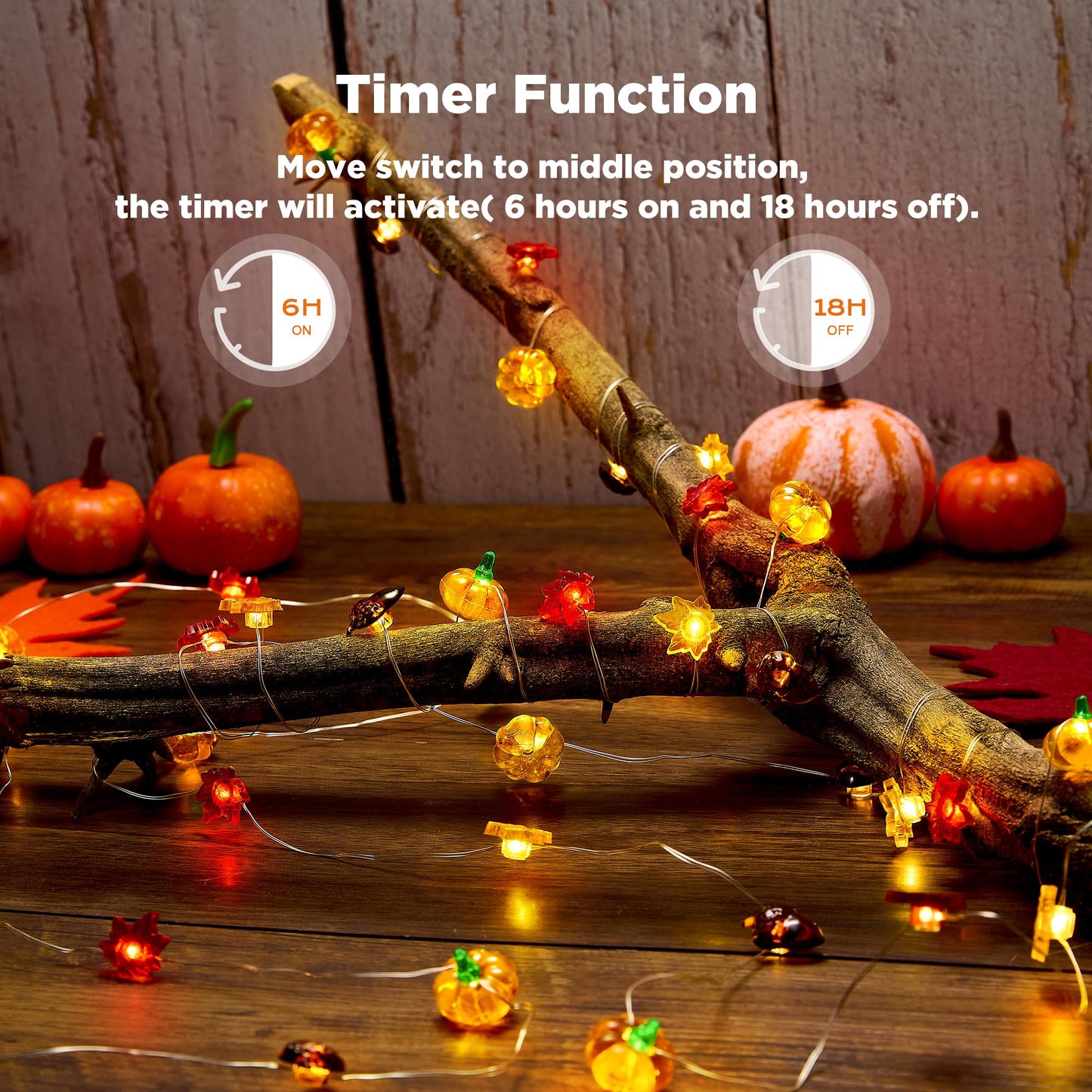 Blctec Thanksgiving Decorations 12.8Ft 40 Led String Lights With Acorn  3D Pumpkins & Maple Leaves  Battery Operated Fall Fairy Lights With Timer For Indoor Outdoor Thanksgiving Decor