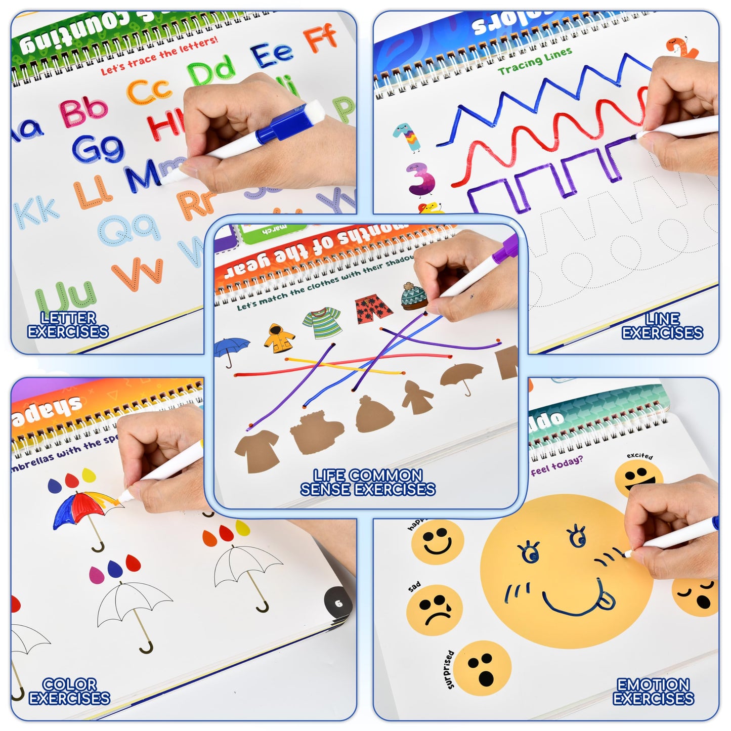 MENKRISE Montessori Busy Book for Toddlers 3–5 | Preschool Learning Activities | Educational Toddler Book with 14 Themes, 15 Drawing Pages & Guided Stickers | Fine Motor Skills Toy & Travel Activity
