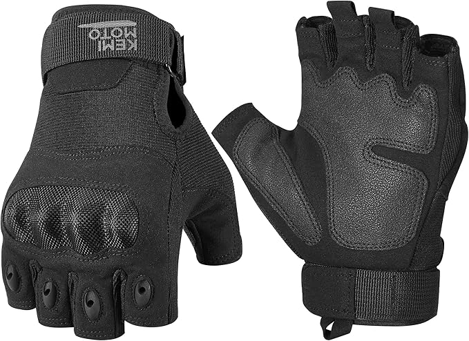 KEMIMOTO Fingerless Tactical Gloves for Men, Motorcycle Gloves for Outdoor Work Sports, Fingerless Cycling Gloves for Hunt...