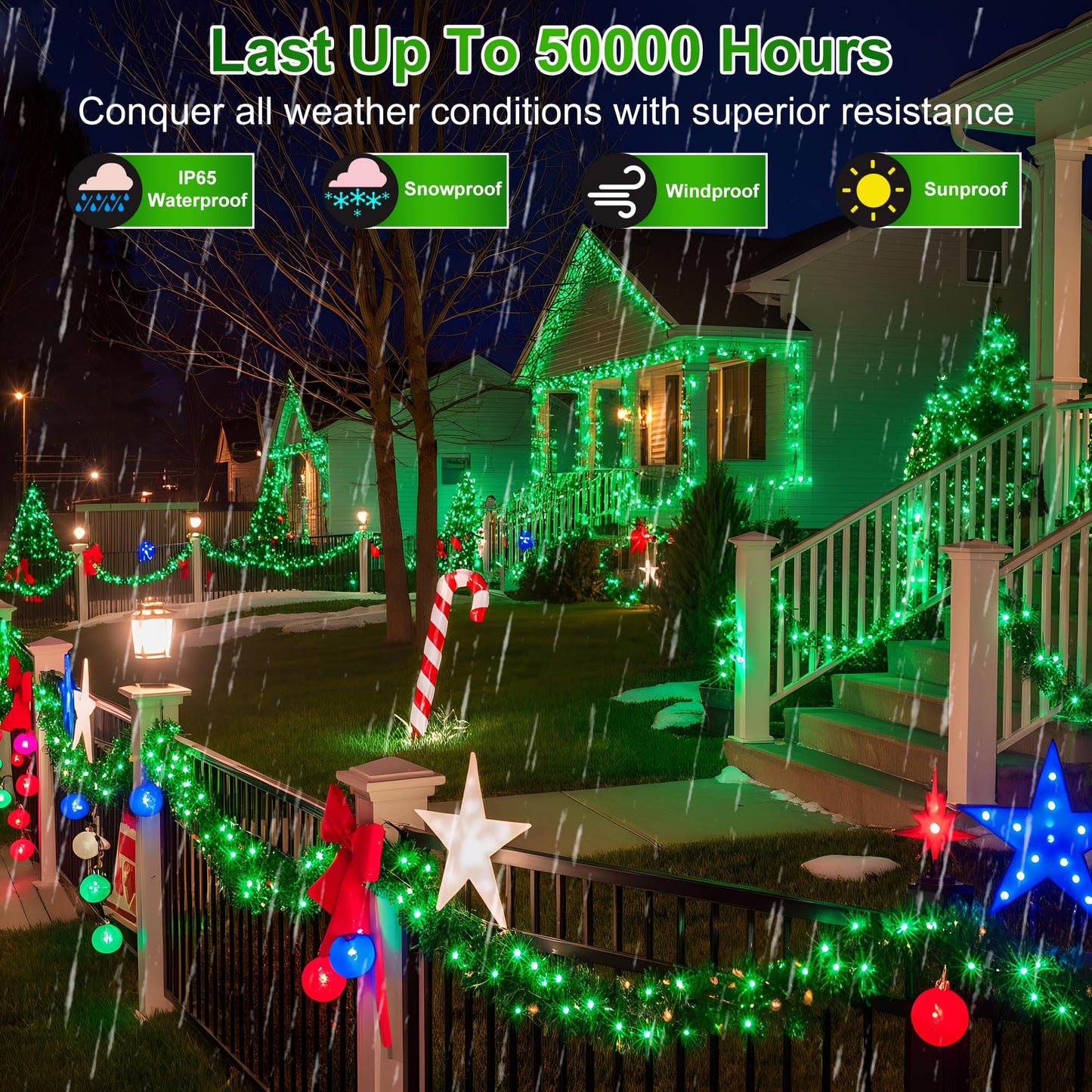 Xikengshq 750Led Christmas Lights Outdoor Use  240Ft 12 Modes Green Led String Lights With Timer Dimmable  Waterproof Christmas Tree Lights For Xmas Patio Yard Fence Balcony Garden Party Decor Green