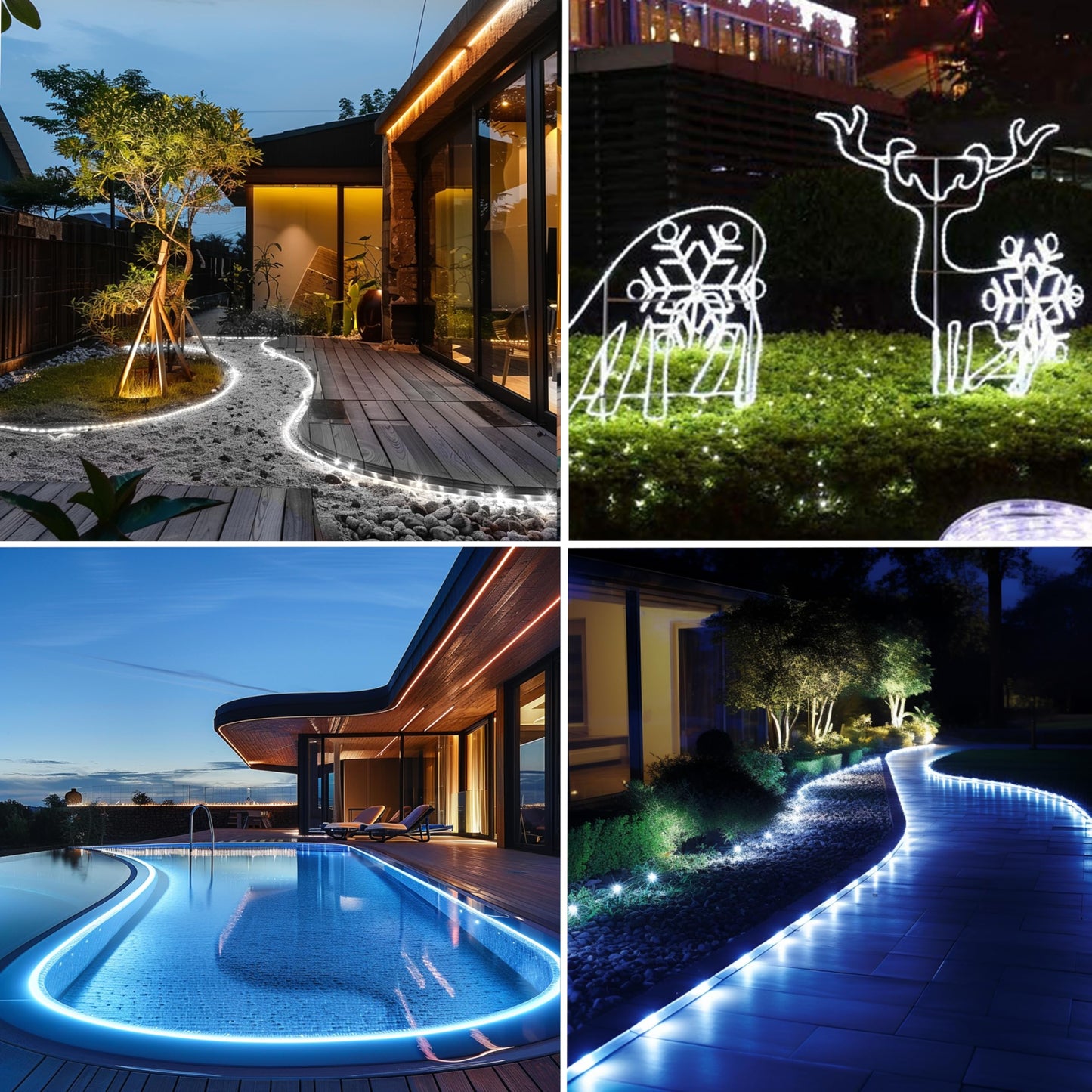 KUshopfast Solar Rope Lights, 50ft 500 LED, Waterproof Tube Lights, 8 Modes, Cool White, Model FTY0038