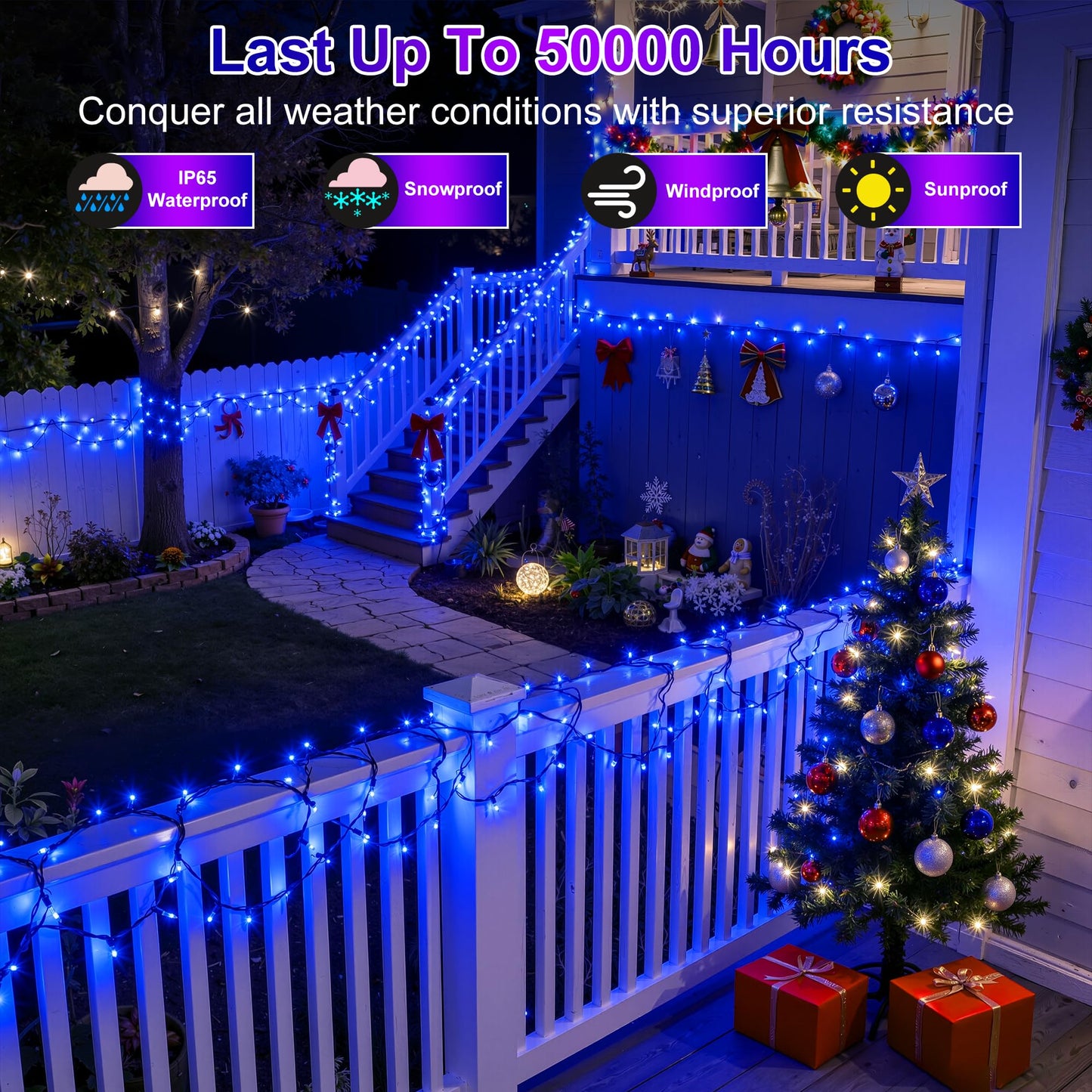 350Led Christmas Lights Indoor Outdoor  90Ft 12 Modes Blue Led String Lights With Timer Dimmable  Waterproof Christmas Tree Lights For Xmas Patio Yard Fence Balcony Bedroom Garden Party Decor Blue