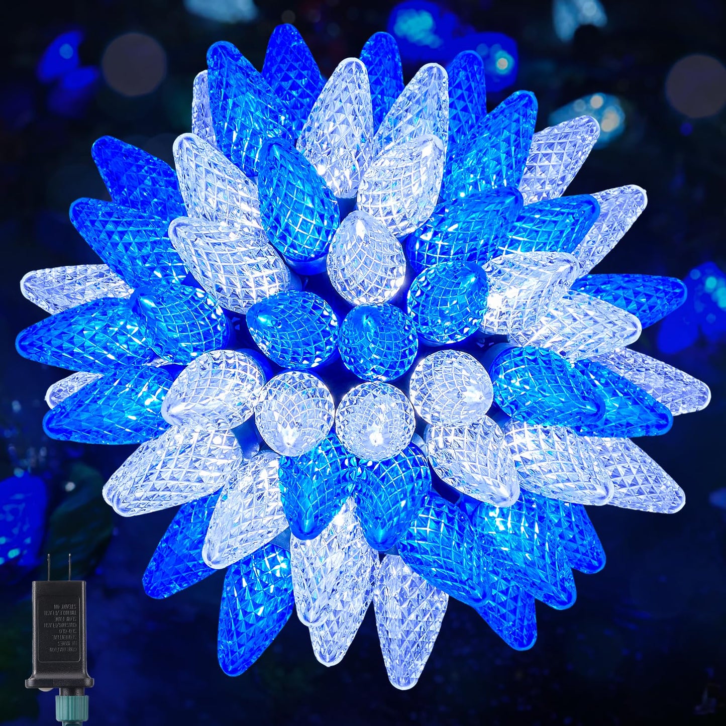 C9 Christmas Outdoor Lights  72 Ft 110 Led C9 String Lights  8 Modes & Timer Extendable Waterproof For Christmas Tree Indoor Outdoor Roofline Patio Outside Backyard Holiday Xmas Decor  Blue White