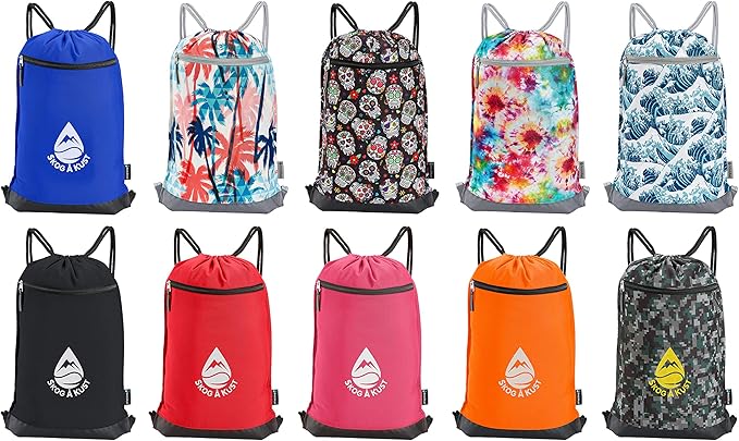 Skog Å Kust GymSak | Patented 2-in-1 Drawstring Cinch Bag with Removable Waterproof Dry Bag | Camo & Yellow
