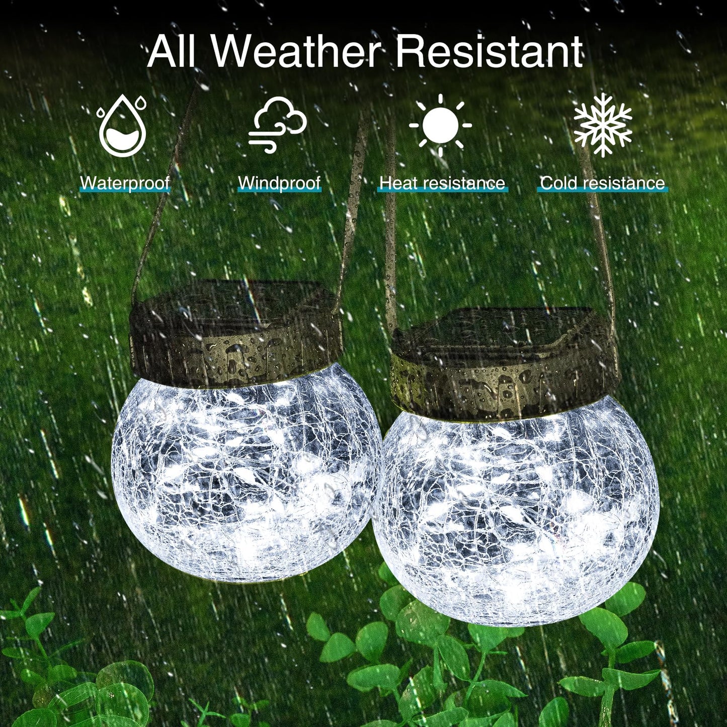 Kolpop Solar Lanterns Outdoor Waterproof 2 Pack  Hanging Solar Lights With 30 Led   ed Glass Hanging Globes For Garden Patio Fence Yard Christmas Tree Decoration  Cold White