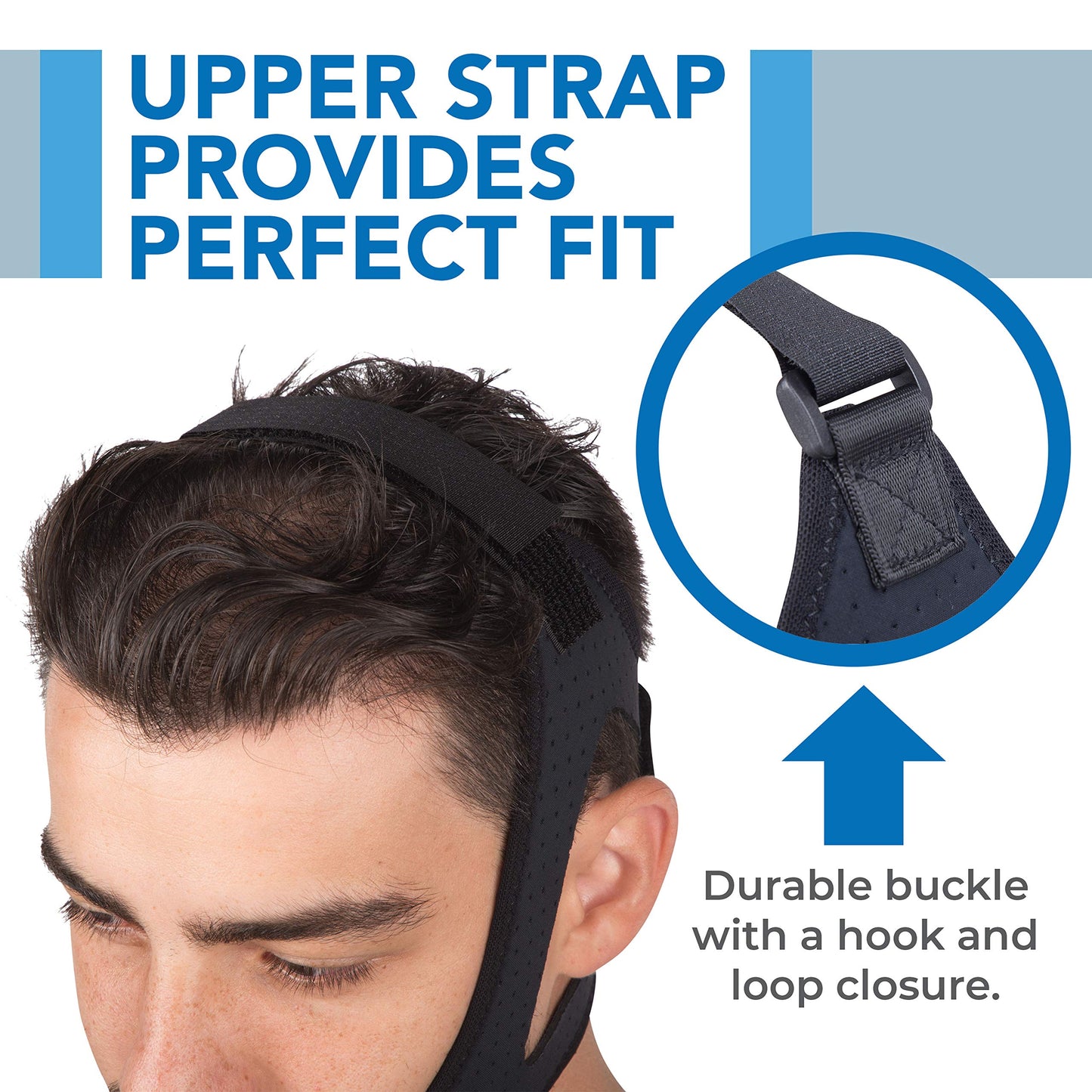 Sleep Legends Premium Anti Snoring Chin Strap for CPAP Users, & to Keep Mouth Shut & Dry! - Snore Reduction Chinstrap for Men & Women with New Adjustable Hook ‘N Loop Strap