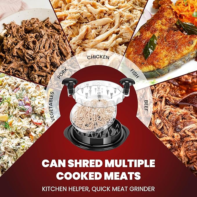 Chicken Shredder Tool Twist Large 10” Meat Shredder, Transparent Lid, Extra Plate and dispenser Brush – chicken shredder large, desmenuzador de pollo, meat grinder, desmenuzador de carne