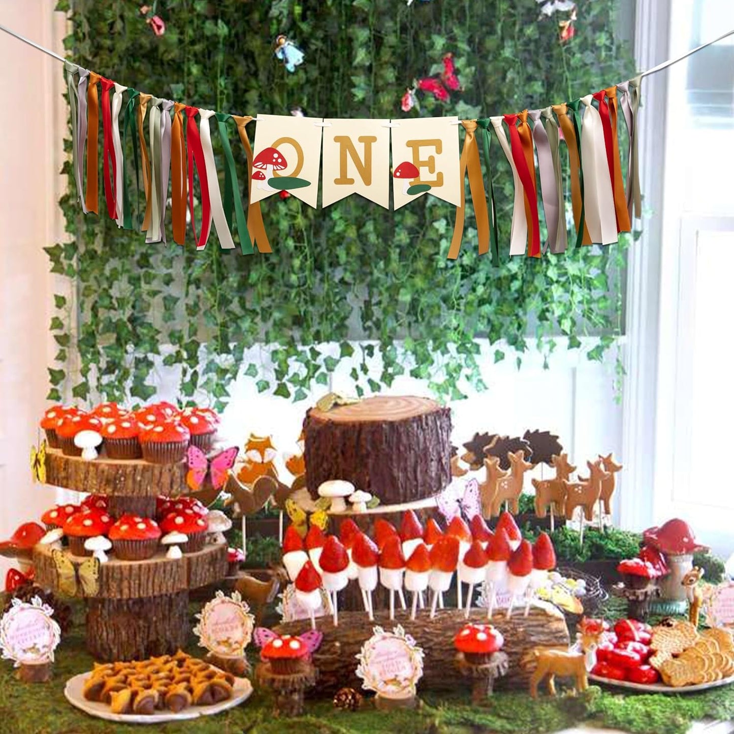 Mushroom Highchair Banner - Sweet One Birthday Party Decorations,Mushroom 1st Birthday Banner for Boys And Girls,Mushroom Theme Party Supplies,Cake Smash Photo Props