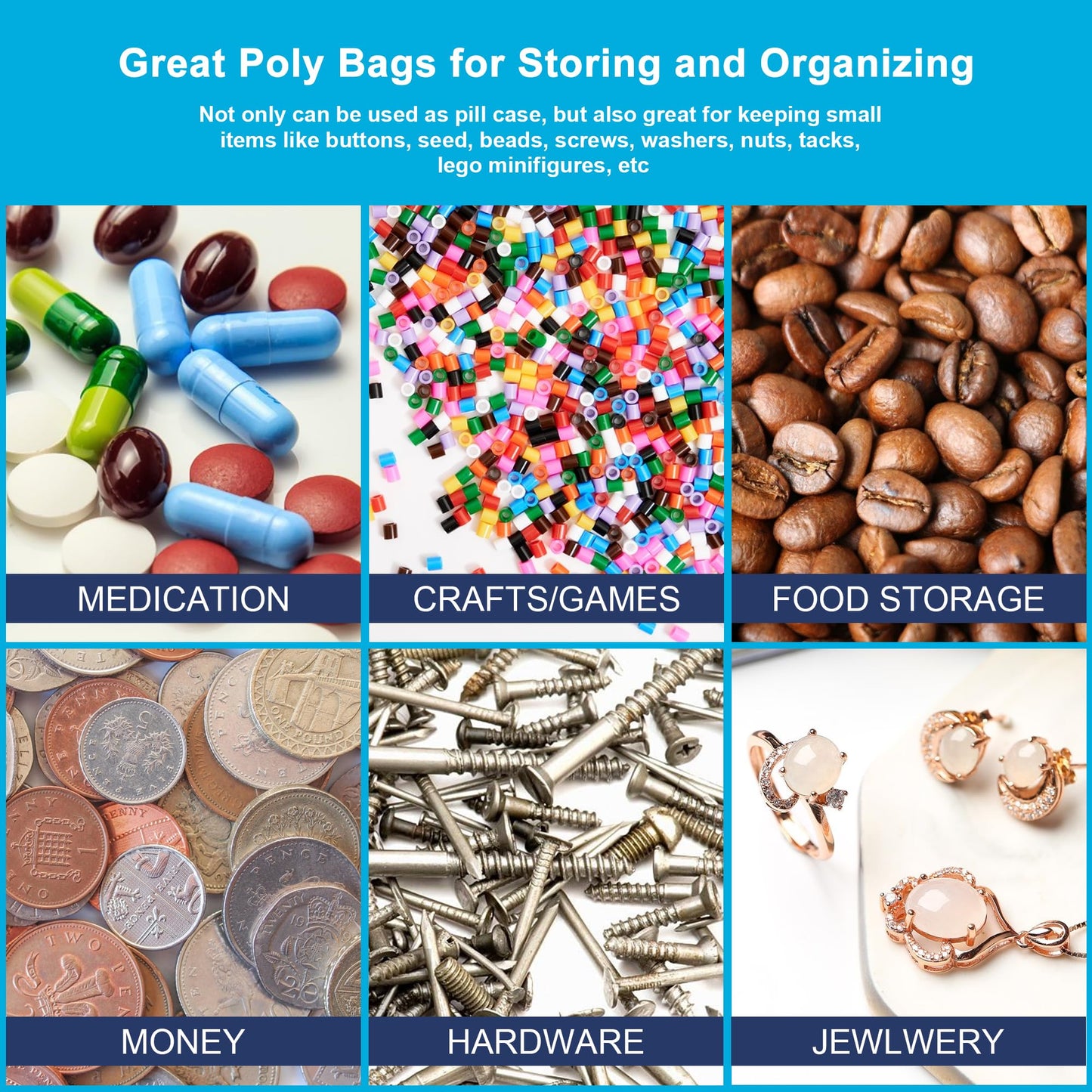 1.5''x 1.5'', (Pack of 100) 2 mil Thick Clear Plastic Reclosable Zip Poly Bags with Resealable Lock Seal Zipper for Photo, Jewelry, Bakery, Treats, Travel, Storage, Packaging & Shipping…