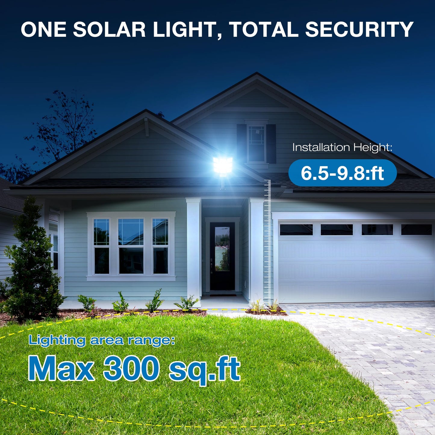 Vipzon Solar Street Lights Outdoor, IP66 Waterproof, 6500K LED, Motion Sensor, Remote Control, 1500W, Black, 2-Pack