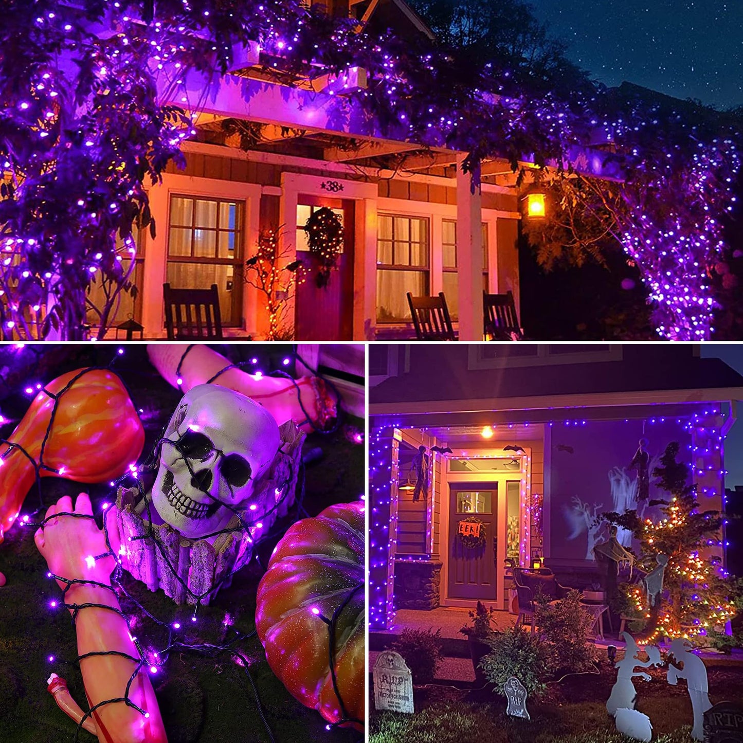 Joomer Purple Halloween Lights  100Ft 300 Led String Lights With 8 Modes Timer Waterproof Plug In Indoor Outdoor String Light For Halloween Decorations