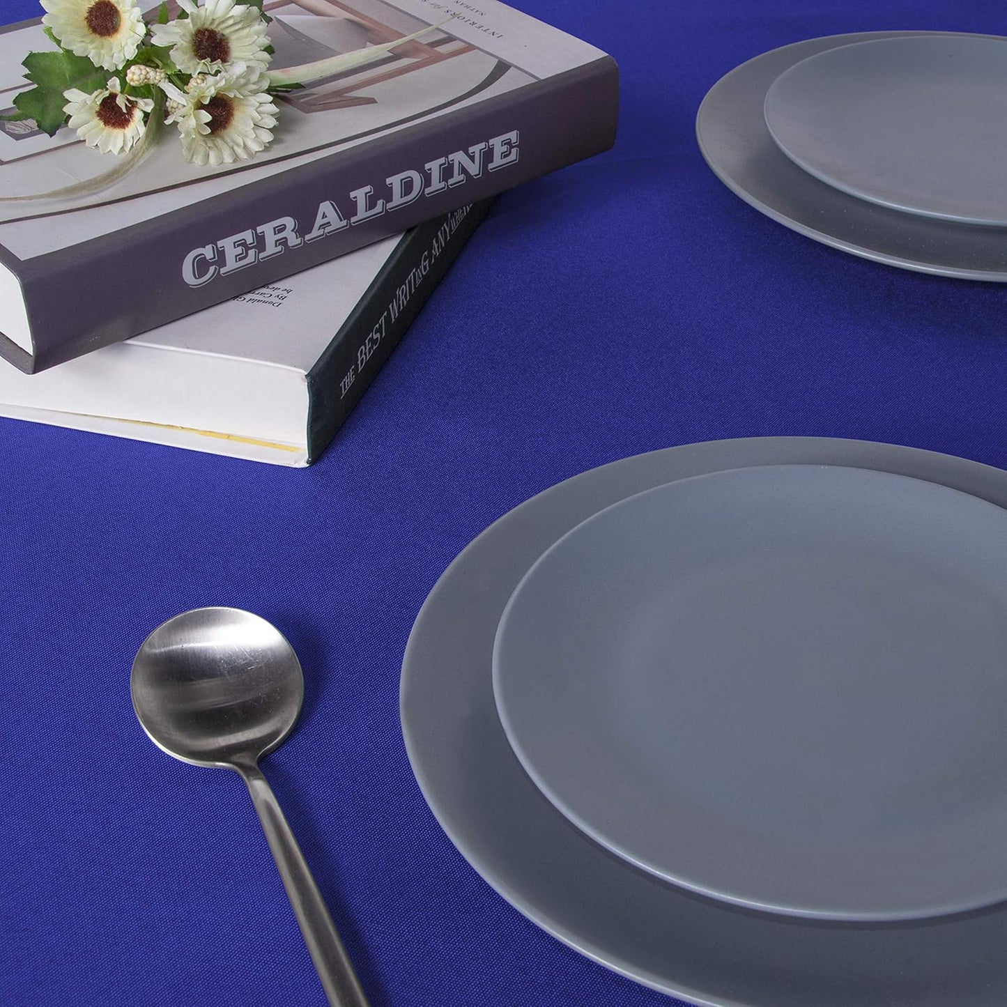 sancua Rectangle Tablecloth - 60 x 102 Inch - Stain and Wrinkle Resistant Washable Polyester Table Cloth, Decorative Fabric Table Cover for Dining Tables, Buffet Parties and Camping, Blue