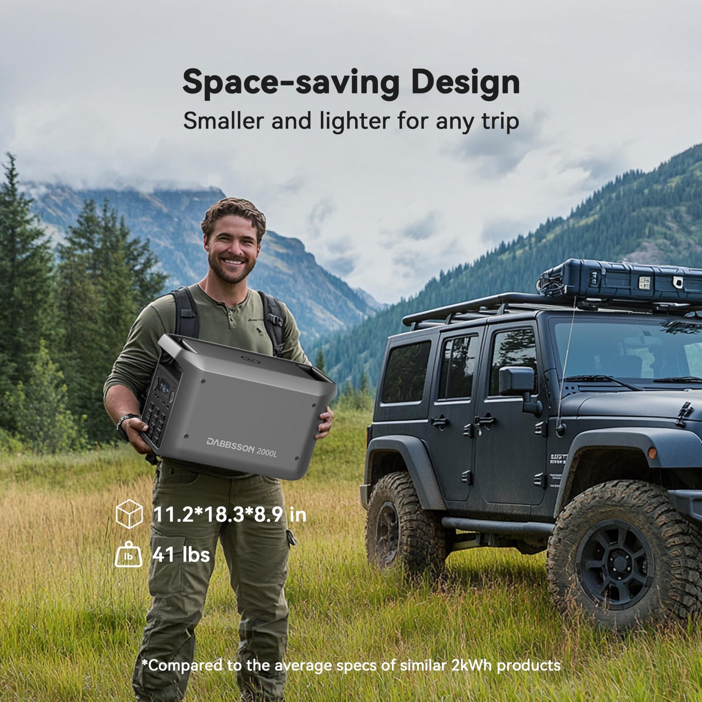 Dabbsson 2000L Solar Generator(2025 New), 2048Wh Semi-Solid Lifepo4, 2200W Ac Output  6, P-Boost 3300W, Compact&Lightweight, 1.3