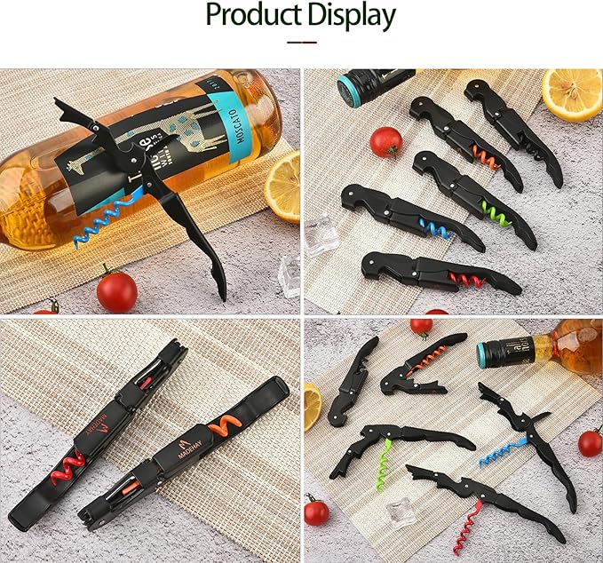 Wine Opener Waiter Corkscrew, Professional Wine Key for Servers, Bartender with Foil Cutter, Manual Wine Bottle Opener Double Hinged (10, Black Green)