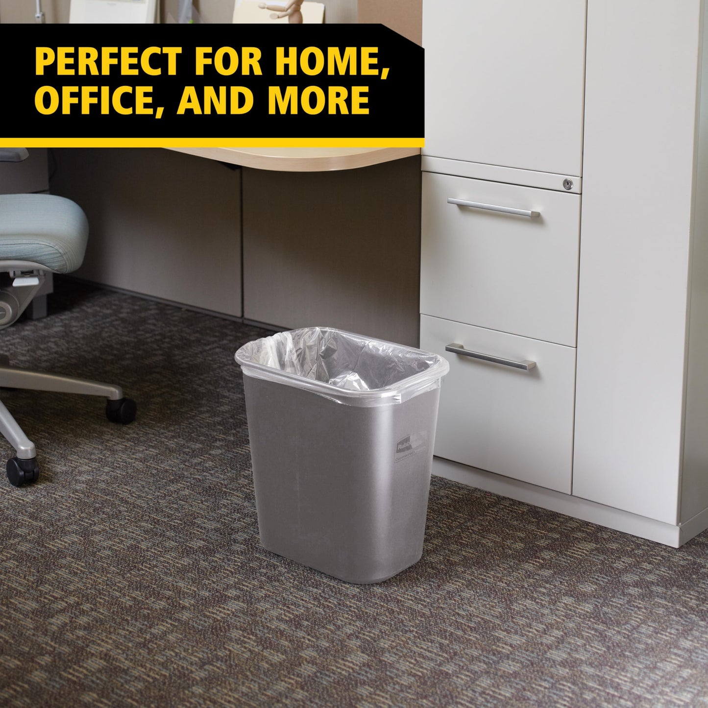 Rubbermaid Commercial Products Resin Wastebasket/Trash Can, 7-Gallon/28-Quart, Gray, Plastic, for Bedroom/Bathroom/Office, Fits Under Desk/Sink/Cabinet