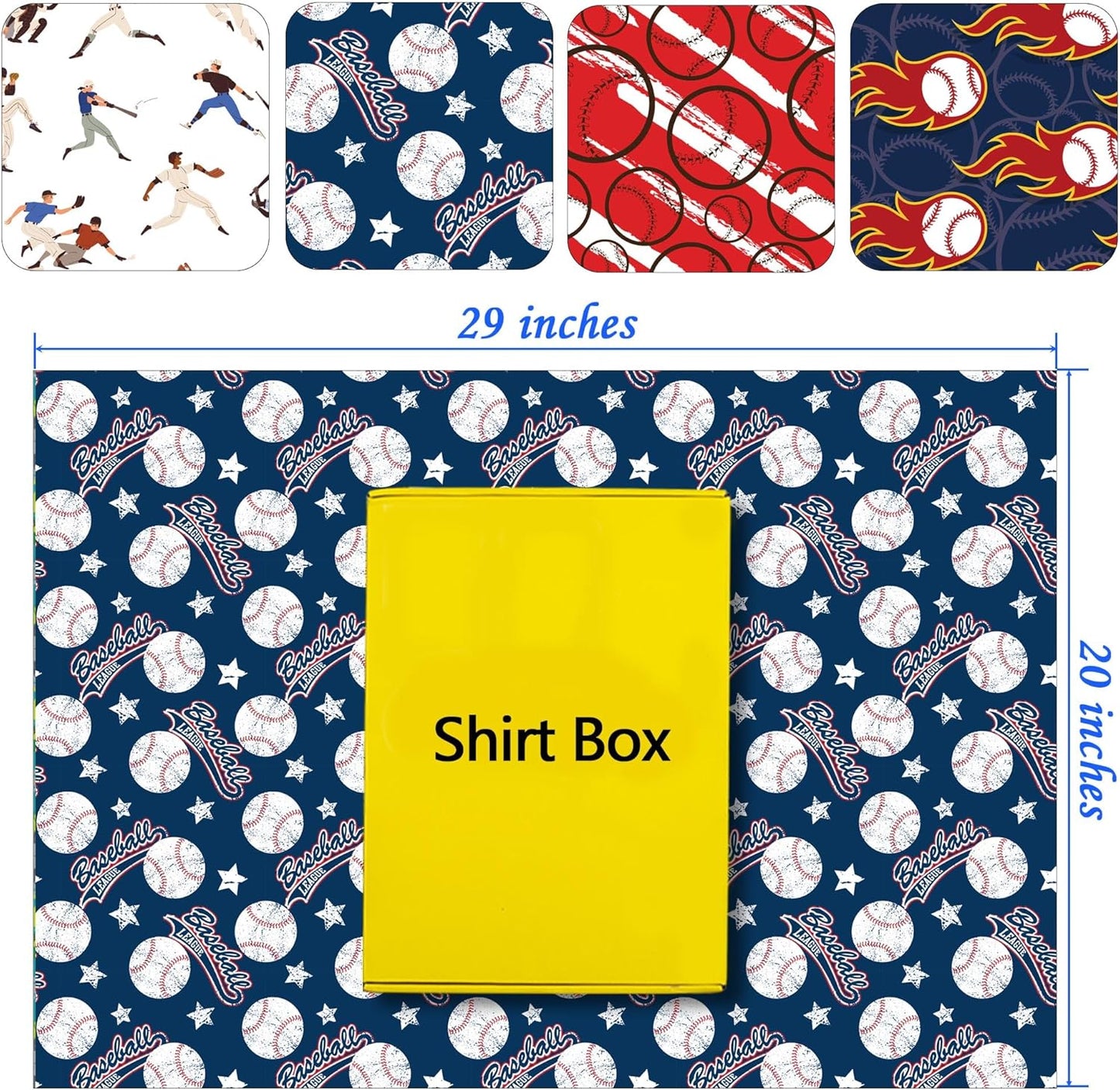WAPLIGHAL Baseball Wrapping Paper for Kids Boys - Baseball, Flames and Stars Design - Gift Wrapping Paper for Birthday Holiday - 20×29 Inches, 8 Folded Sheets