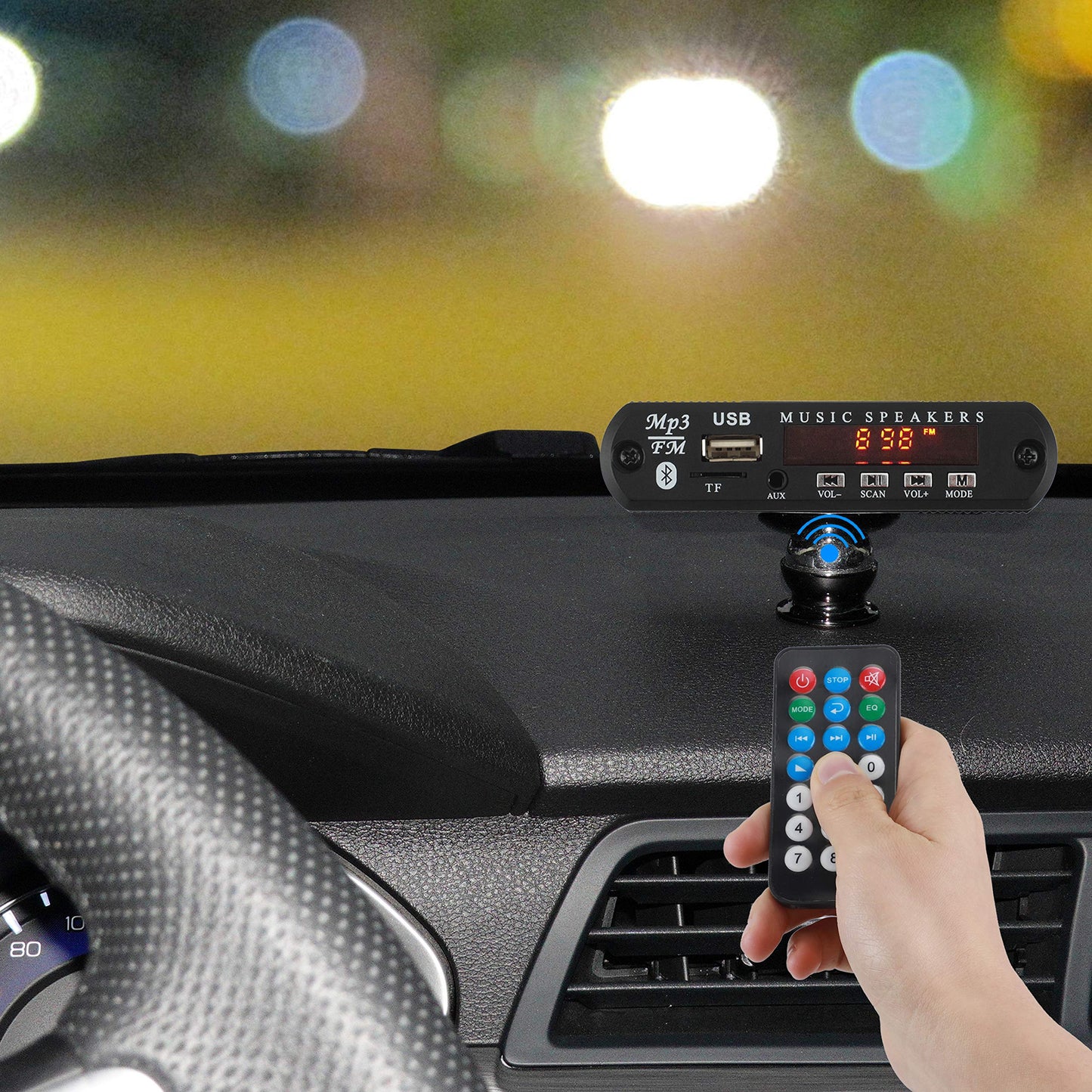 Bluetooth Audio Receiver Fm Radio,Mp3 Digital Player,Led 4-Digital Display,Sd Card/Usb Playback 3.5Mm Audio Output(Black)