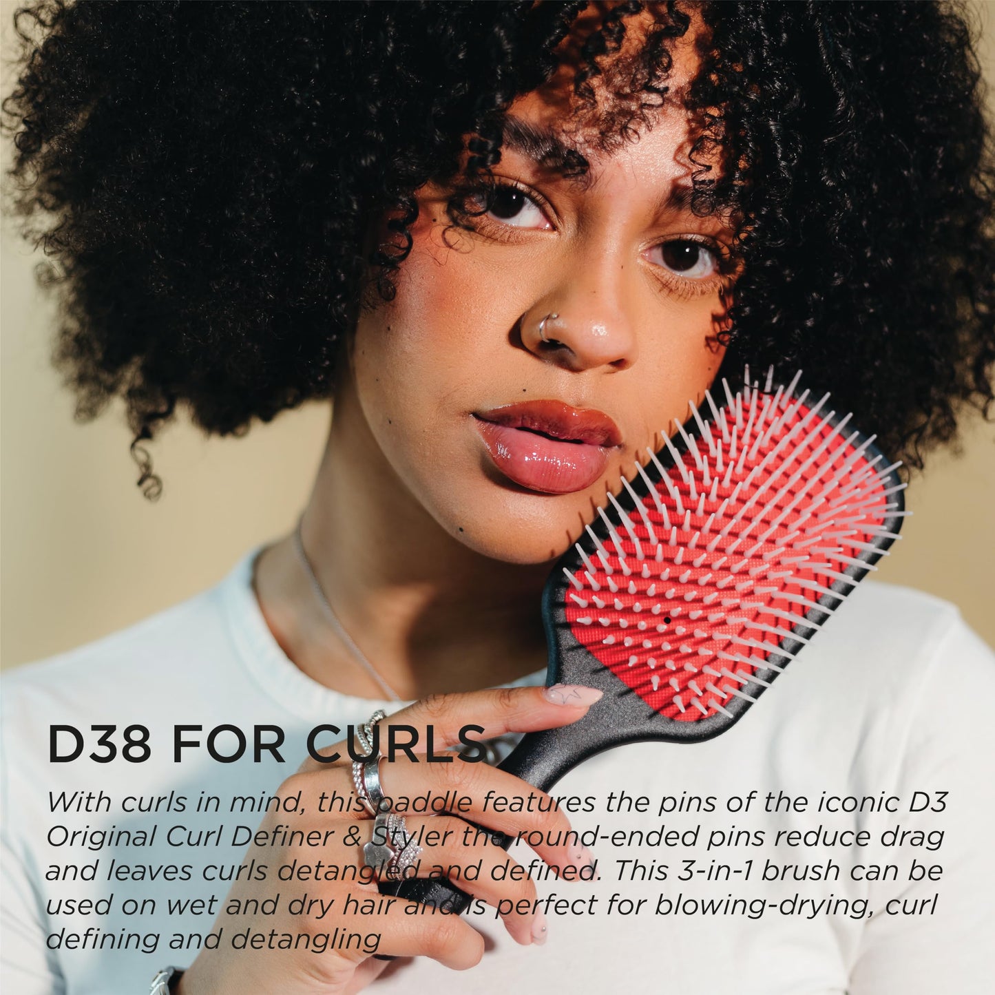 Denman Power Paddle Hair Brush for Fast and Comfortable Detangling, Blow Drying and Styling - Combination of D3 Styling Pins & P