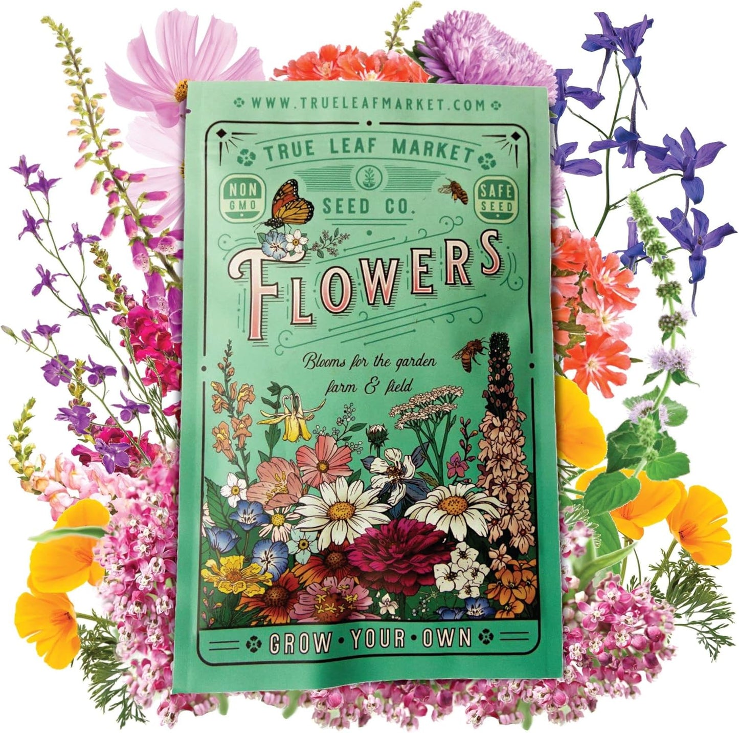 Pollinator Wildflower Seeds Bulk – 5 lb, 3.2 Million+ Seeds – 23 Variety Mix for Hummingbirds & Butterflies – Non-GMO Annual & Perennial Flower Seed for Planting