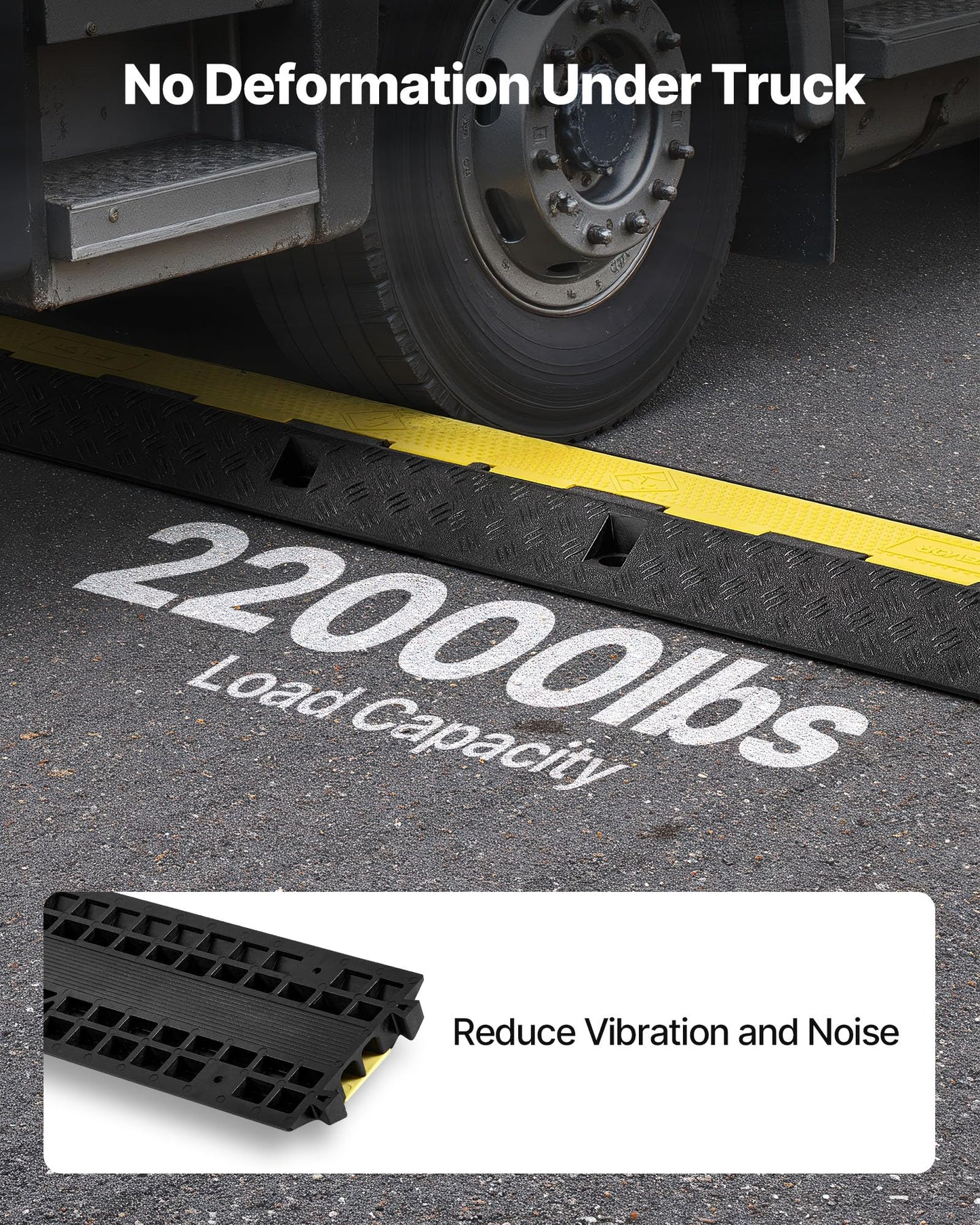 Vevor Cable Protector Ramp, 1 Channel Heavy Duty 39.37 Rubber Cord Hose Wire Cover, 2.76W X 1.97H Channel Size, Traffic Sp