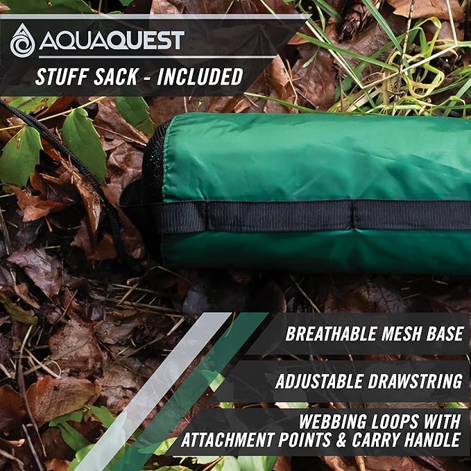 AquaQuest Guide Camping Tarp - Ultralight Tent Cover or Rain Fly - Waterproof Camping Gear Must Haves for Hiking, Hammock, Bivy & Survival, 20 x 13 ft, Forester Green