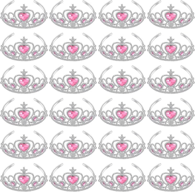 Zhanmai 24 Pcs Tiara Crown Set Princess Crown for Girls Plastic Tiaras Dress up Costume Party Favor Accessories Kid Birthd...