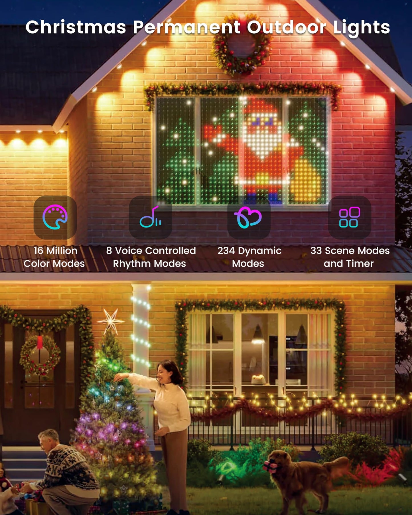 Alexpex Permanent Outdoor Lights For House  150Ft Rgb Lights With App/Remote Control  Ip67 Waterproof  Diy Scene Modes For Christmas  Halloween Daily Decor  Roof And Garden Lighting