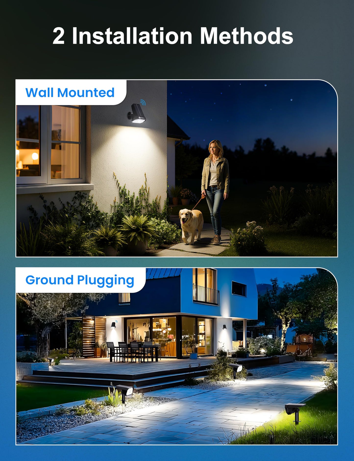 Brightown 4 Pack Solar Motion Lights Outdoor Waterproof  Motion Sensor Spot Lights- 58 Led/3 Modes Solar Powered Spotlights 2-In-1 Auto On/Off For Outside Yard Wall Garden  Cool White