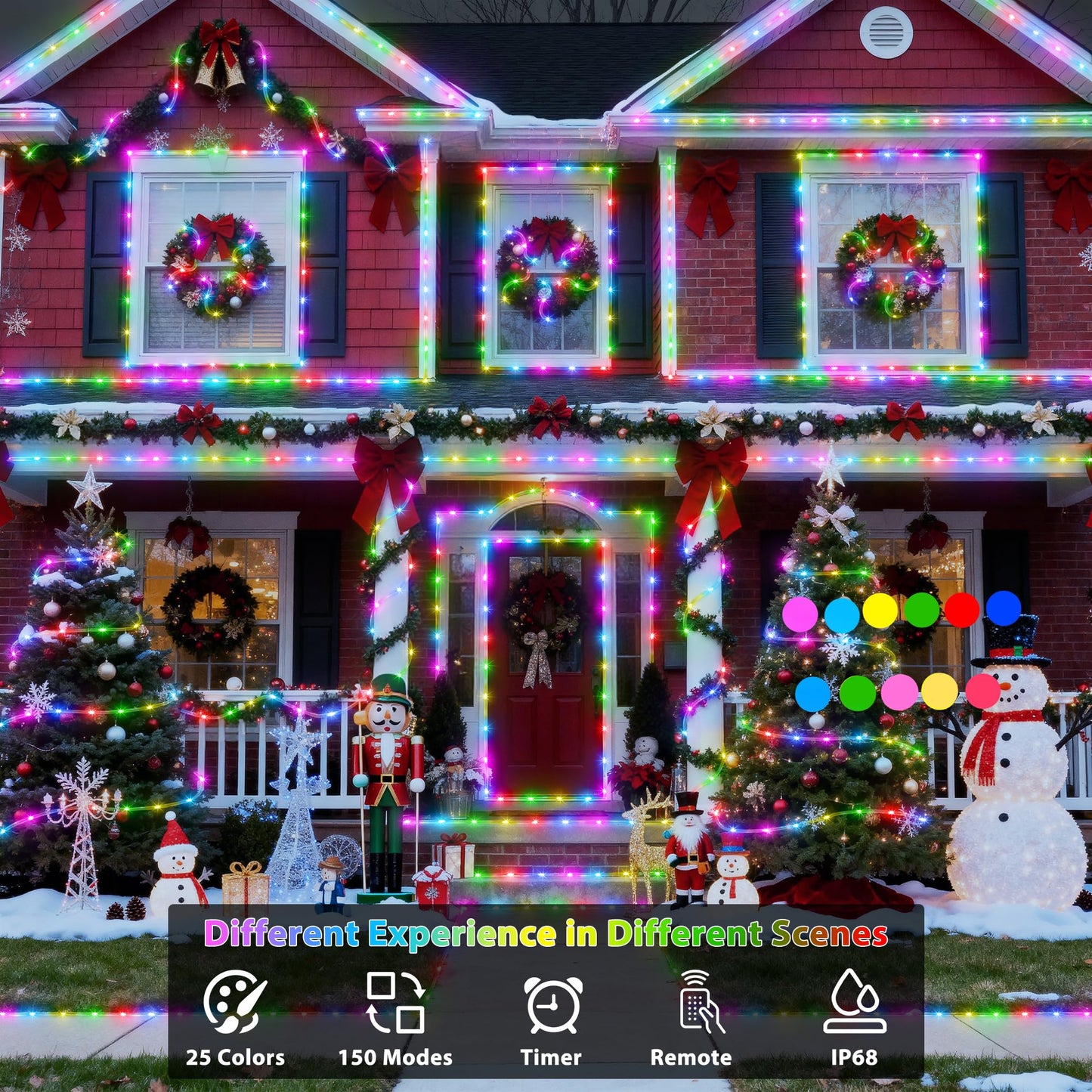 300 Led Rope Lights Outdoor String Lights Plug In  100Ft Warm White & Color Changing Christmas Lights Outdoor  Fairy Lights With Remote  Rope Lighting Waterproof For Garden Balcony(Not Connectable)
