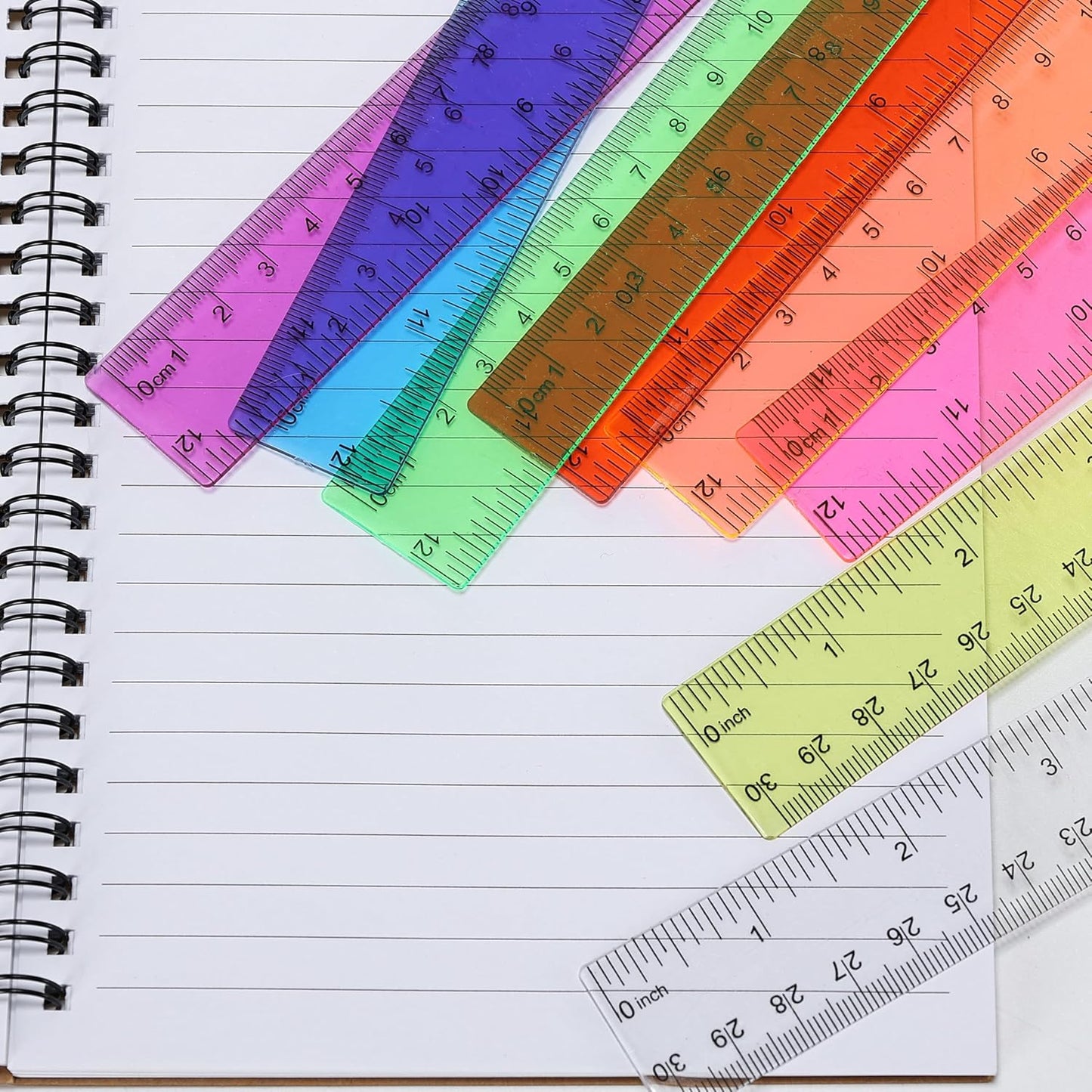 Ruler 12 Inch,Kid Rulers for School,Rulers Bulk for Classroom,8 Pack