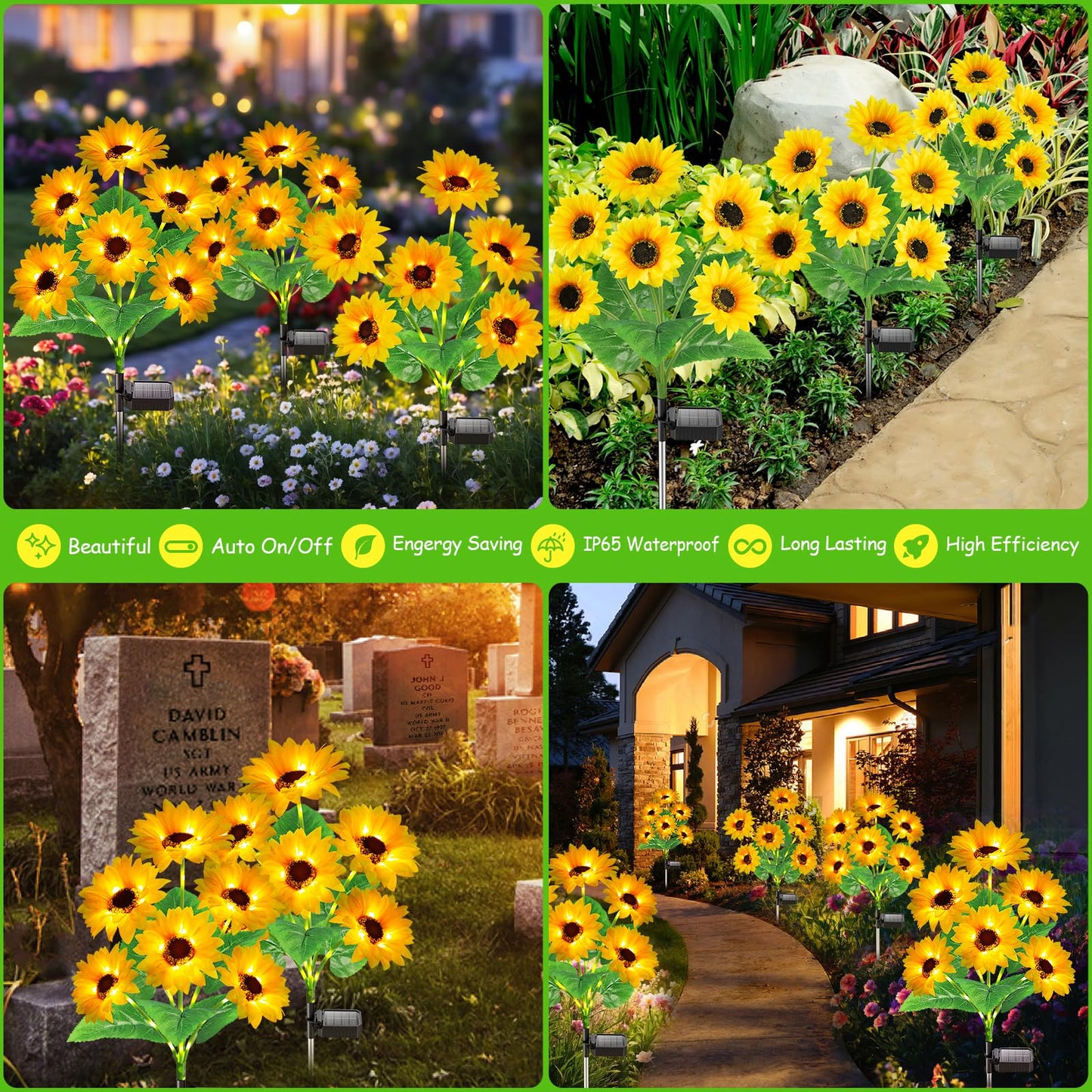 Garpar Solar Lights Outdoor Garden Decor  Upgraded 3 Pack With 18 Sunflowers  Auto On/Off Solar Flowers  Waterproof Garden Lights For Yard Patio  Gift For Mother