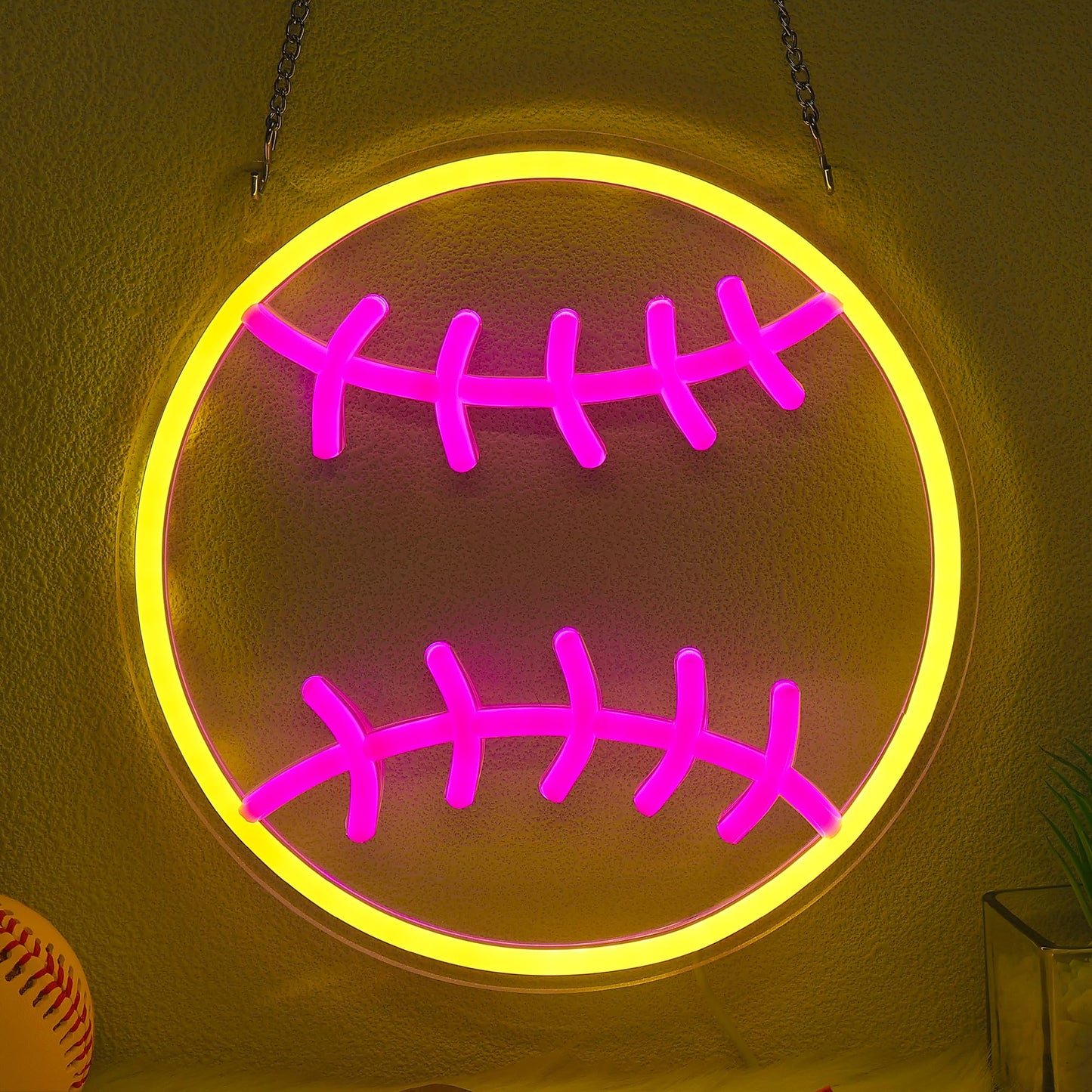 Softball Neon Sign - Dimmable Sport Wall Decor With USB Power, Softball Gifts for Girls 8-12, LED Neon Lights for Girls Cave Col