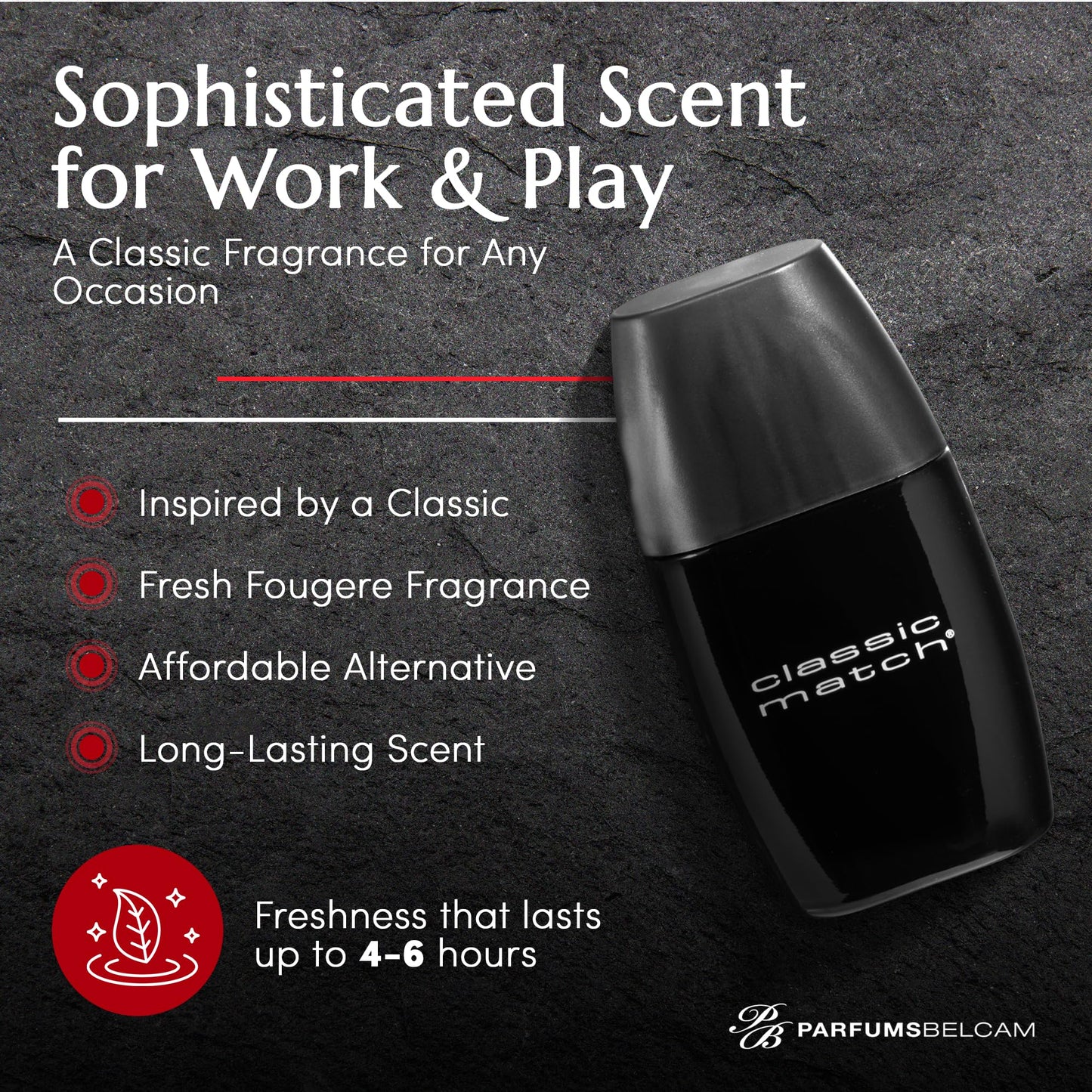 PB ParfumsBelcam CM Noir Eau De Toilette Spray for Men – Fresh Fougere Cologne, Bergamot, Basil, Patchouli, Long-Lasting Scent, Masculine Fragrance – 2.5 Fl Oz