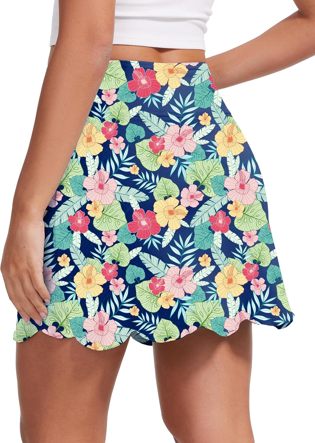 M MOTEEPI Skorts for Woman with Pockets 16" Golf Athletic Skirts Scalloped Hem Tennis Skirt Dressy Casual