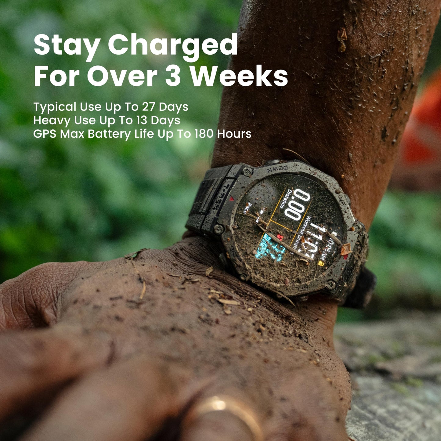 Amazfit T-Rex 3 Rugged/Military Smart Watch 48mm, 27 Day Battery, GPS (with Privacy), Offline Maps, 328 Feet Water-Resistant, 170 Fitness/Sport Modes, AI, Voice Control, for Android or iPhone, Lava