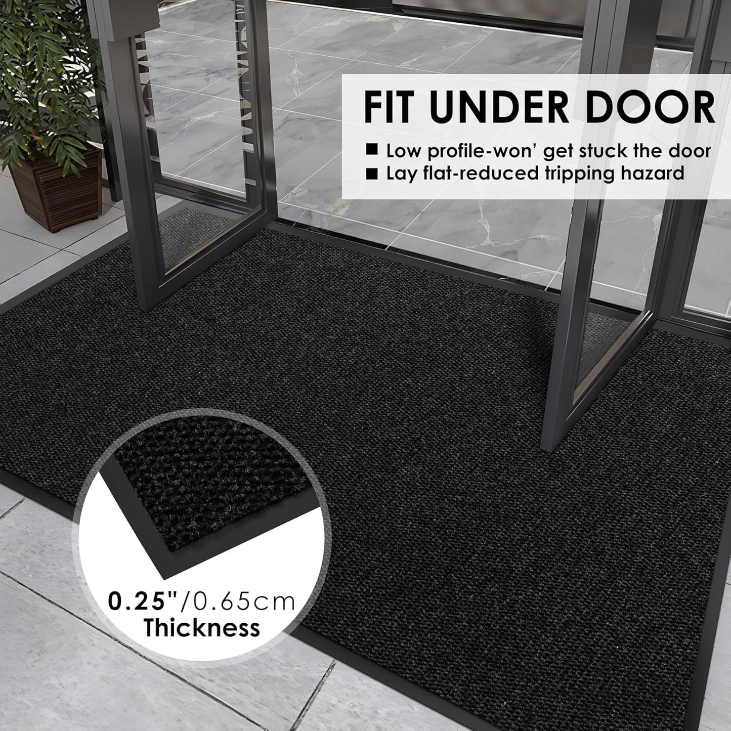4′ x 35′ Front Door Mat Indoor Outdoor Entrance, Commercial Floor Mat Heavy Duty Dirt Trapper Entryway Doormat, Custom Size Non Slip Rubber Backing Welcome mat, Door Mat for High Traffic Area
