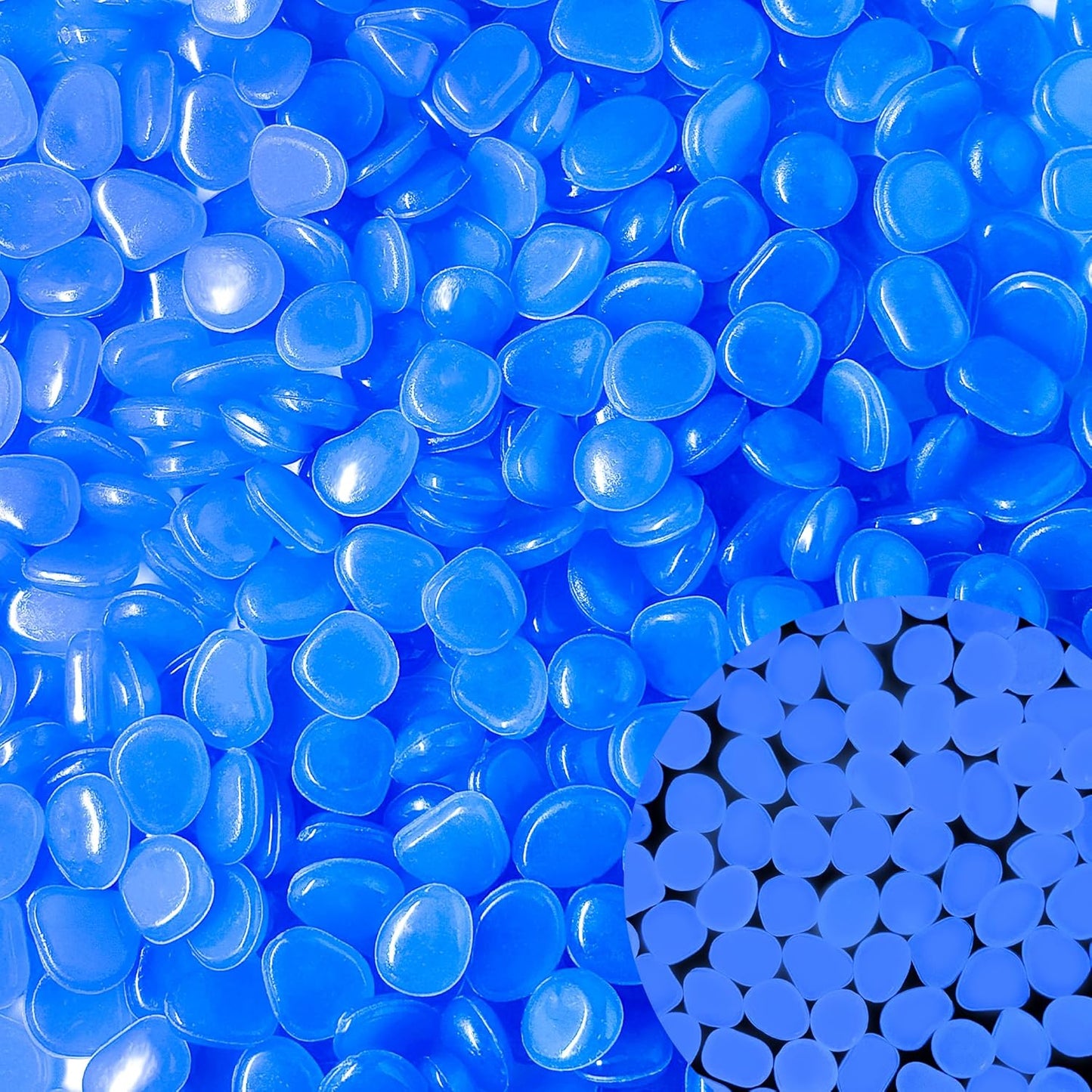 Glow in The Dark Rocks Outdoor Garden Pebbles Stones, 2.2Lbs Blue Fish Tank Glow Rocks Resin Glowing Pebbles for Garden/Aquarium/Planter/Walkway/Driveway