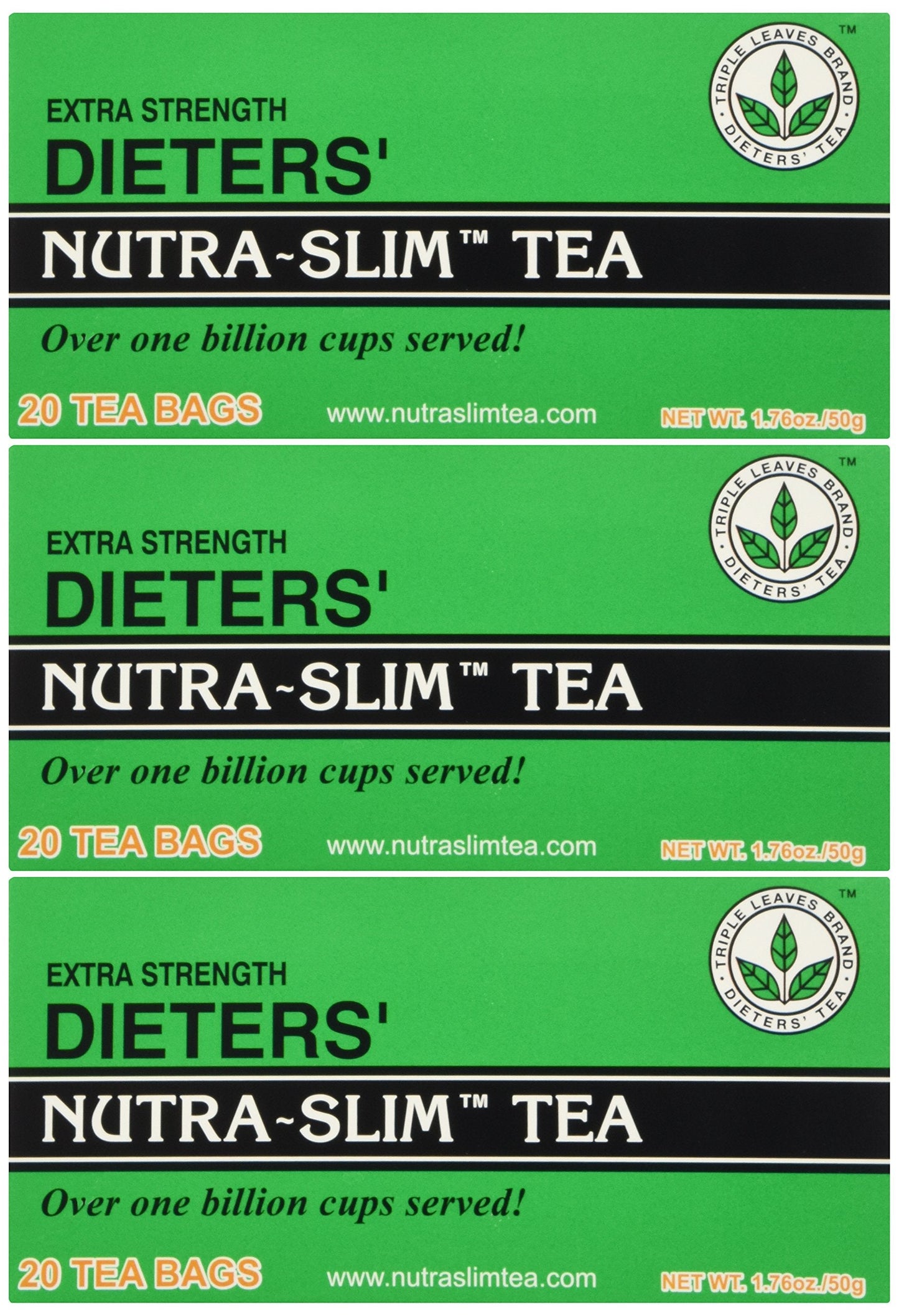 Triple Leaves Brand Nutra-Slim Tea (20 Tea Bags), Extra Strength - Senna Tea Dietary Detox, 20 Count (Pack of 3)