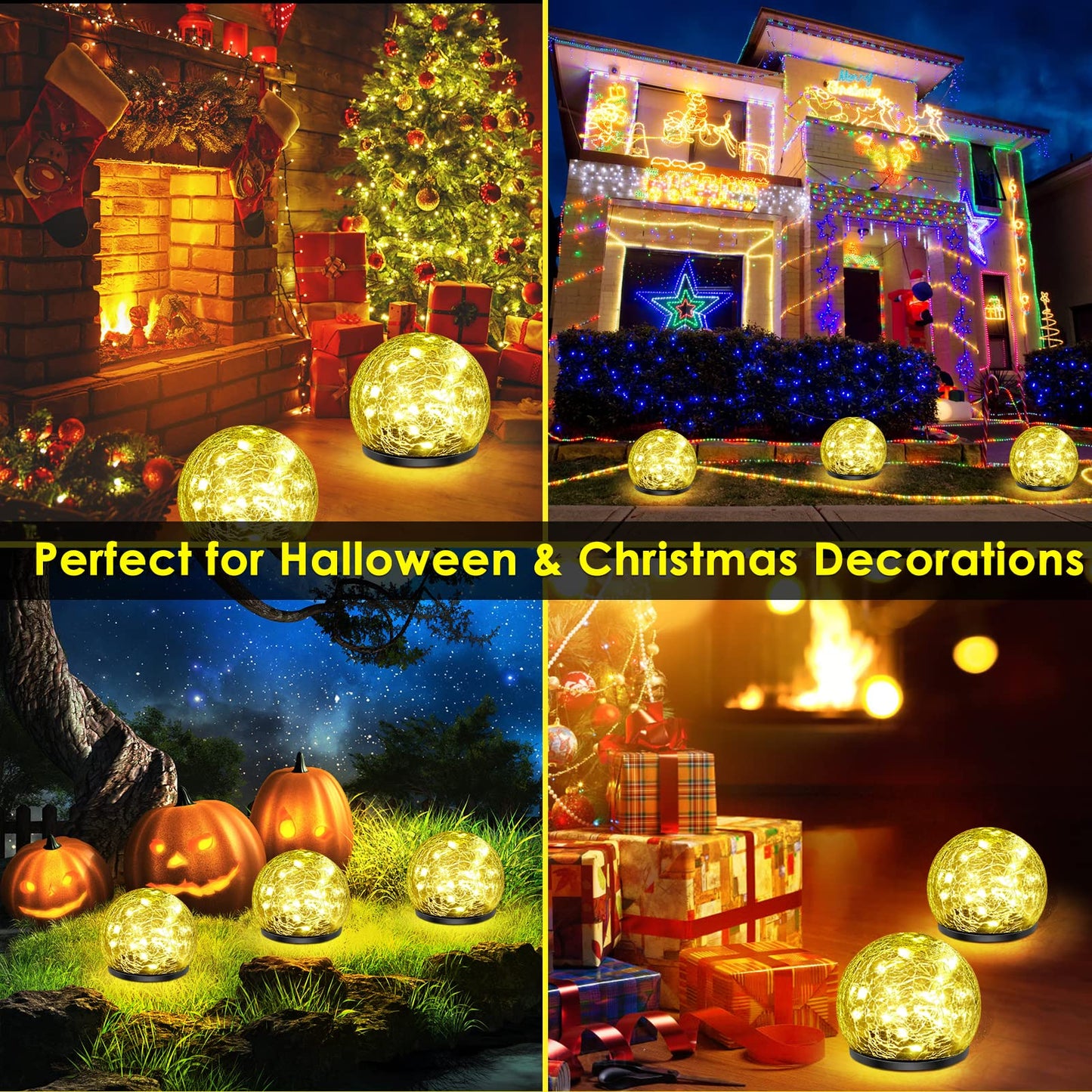 Keevvon Solar Garden Lights, 60 LED  ed Glass, 2 Pack, Waterproof, Warm White, Model LWD-TYN-2020