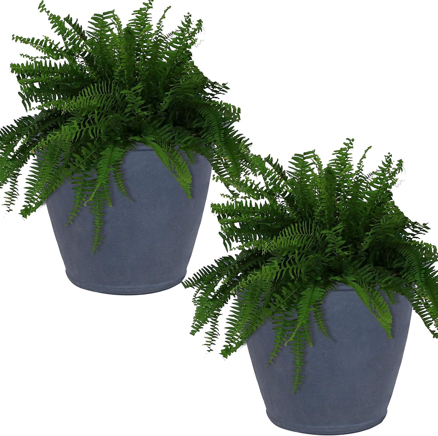 Sunnydaze 24-Inch Anjelica Large Plastic Pot for Plants - Outdoor Polyresin Round Planter with Drillable Drainage Holes - Slate - 2pk