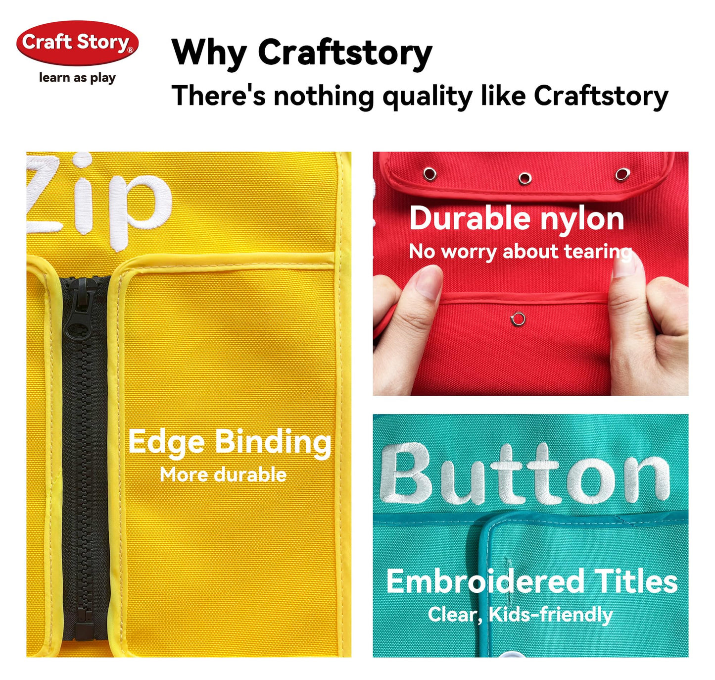 Craftstory Toddlers Montessori Toys Busy-Board for 3 4 5 Year Boy Girl Gifts Sensory Basic-Life-Kills Shoe-Tying Practice for Kids, Buckle Zip Lacing Travel Toy Birthday Gift