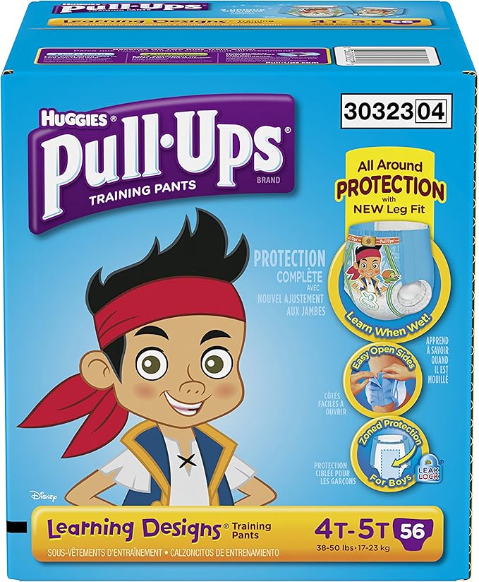 Pull-Ups Training Pants with Learning Designs for Boys, 4T-5T, 56 Count (Packaging May Vary)