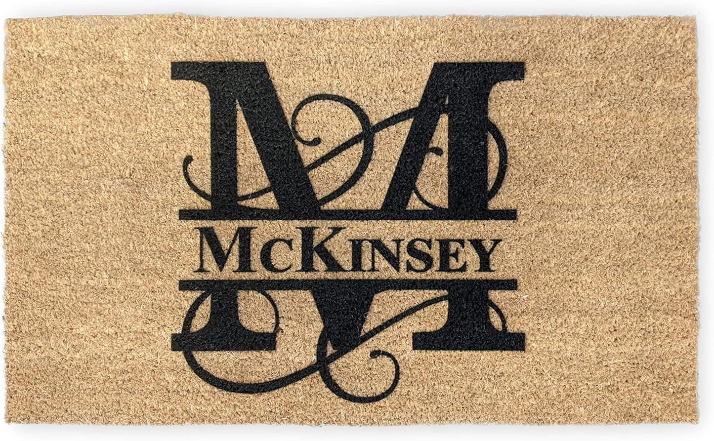 MRC Wood Products Personalized Split Monogram 16" x 24" Custom Doormat Door Mat for Front Door (16" x 24")