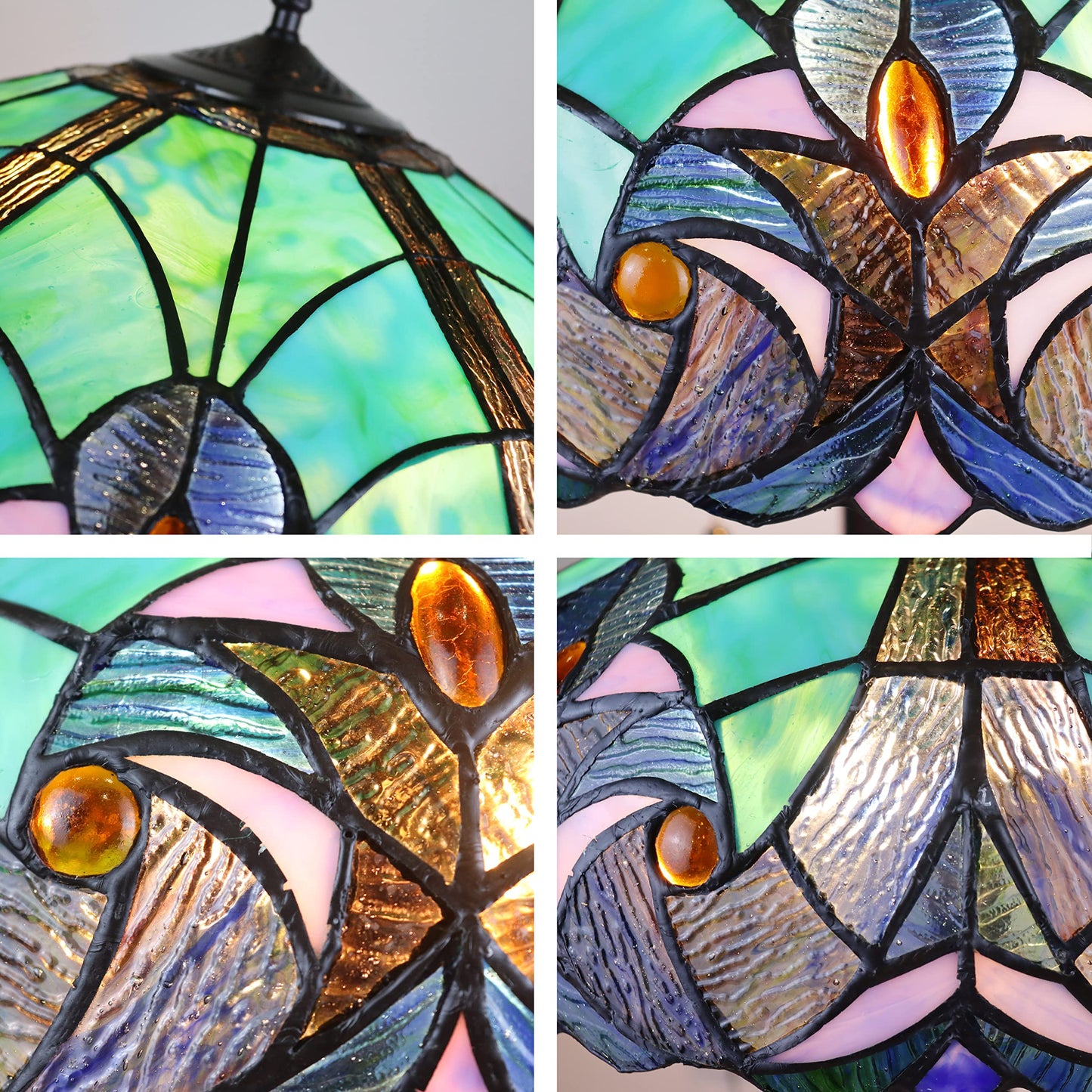 Chloe Lighting 2-Light Victorian Table Lamp Antique Dark Bronze 18in Shade Multicolor Glass Model CH18780VG18-TL2