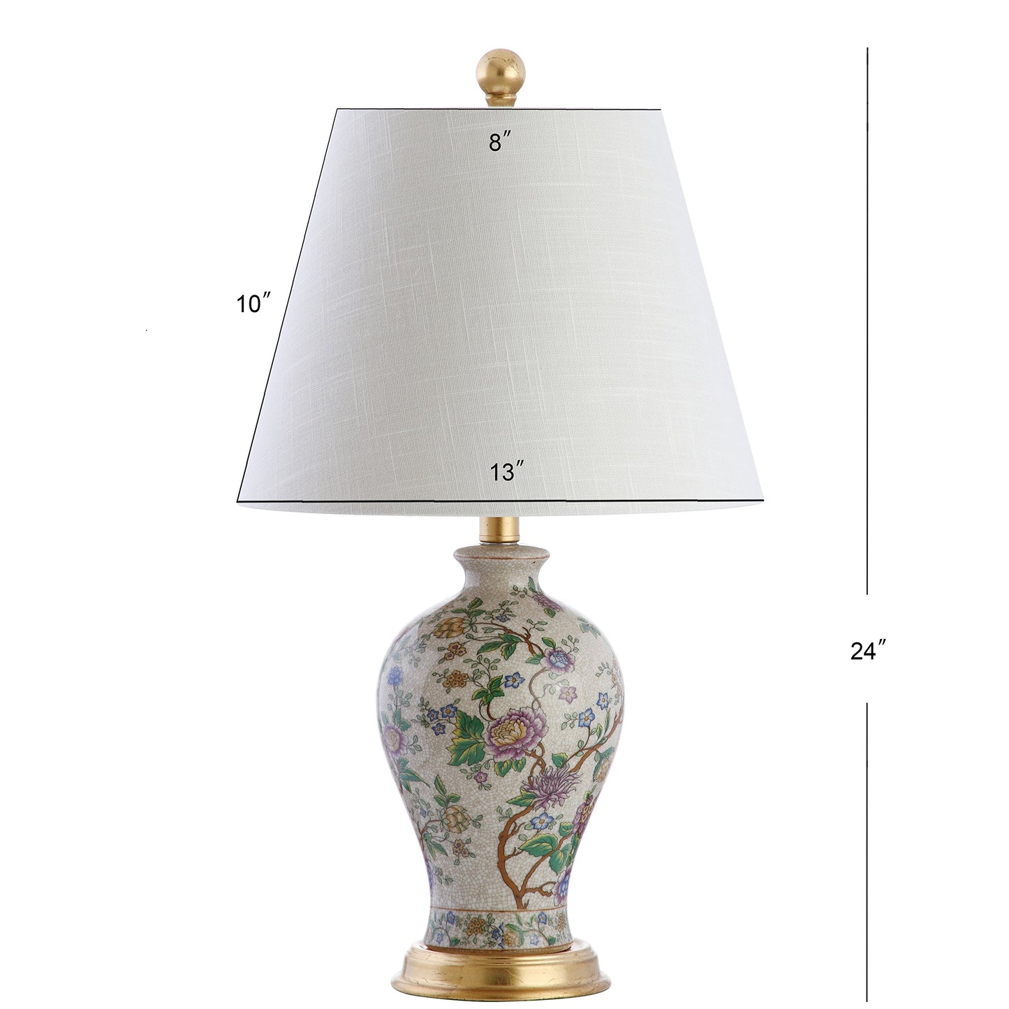 Jonathan Y Grace 24 Floral Led Table Lamp, Multicolor Ceramic, Model Jyl3009A For Bedroom, Living Room, Office