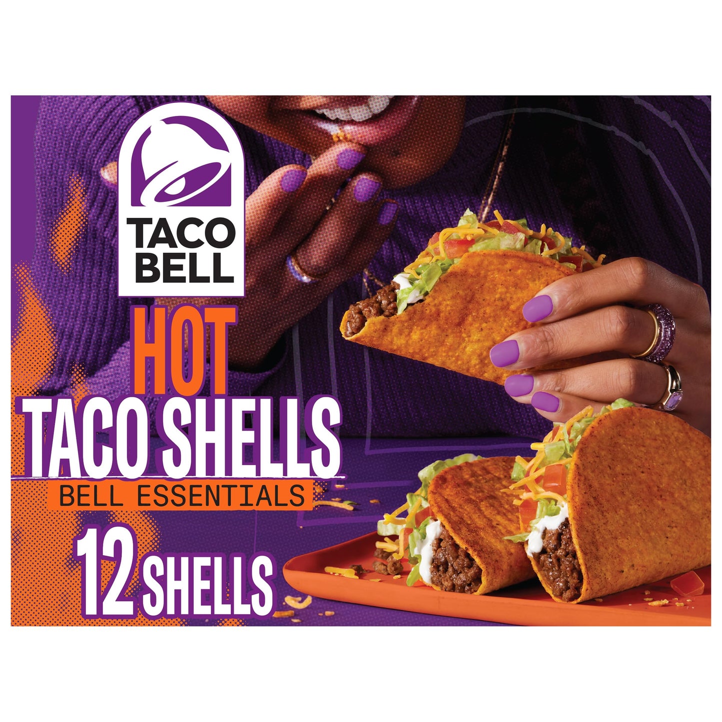 Taco Bell Hot Seasoned Flavor Crunchy Taco Shells  12 ct  4.8 oz Box