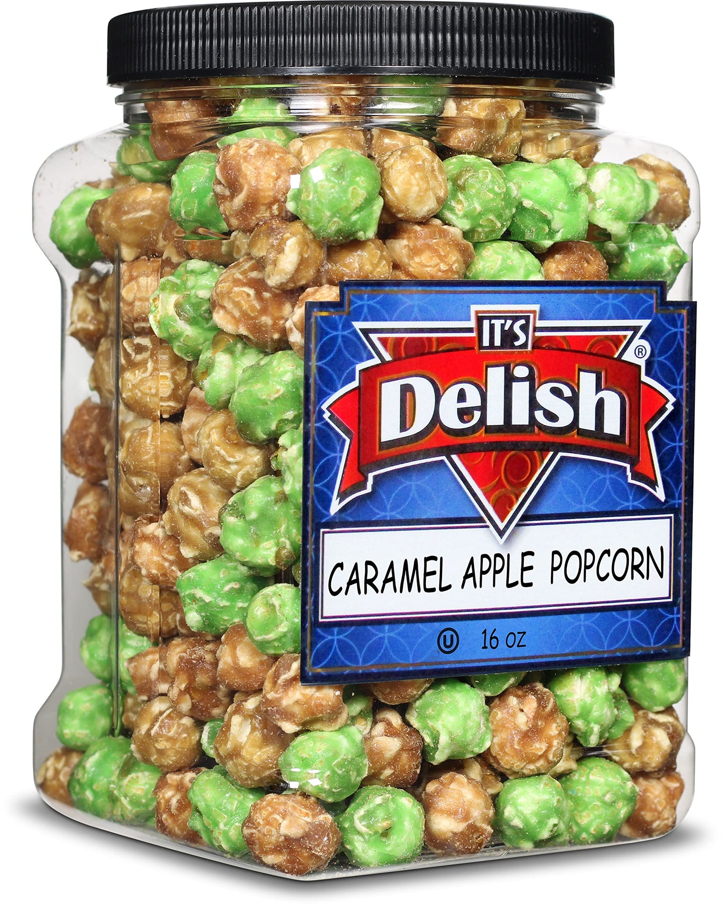 Its Delish Gourmet Caramel Apple Popcorn Mix by Its Delish, 16 OZ Jumbo Container - Caramel Corn Air Popped Sweet & Crunchy Gla