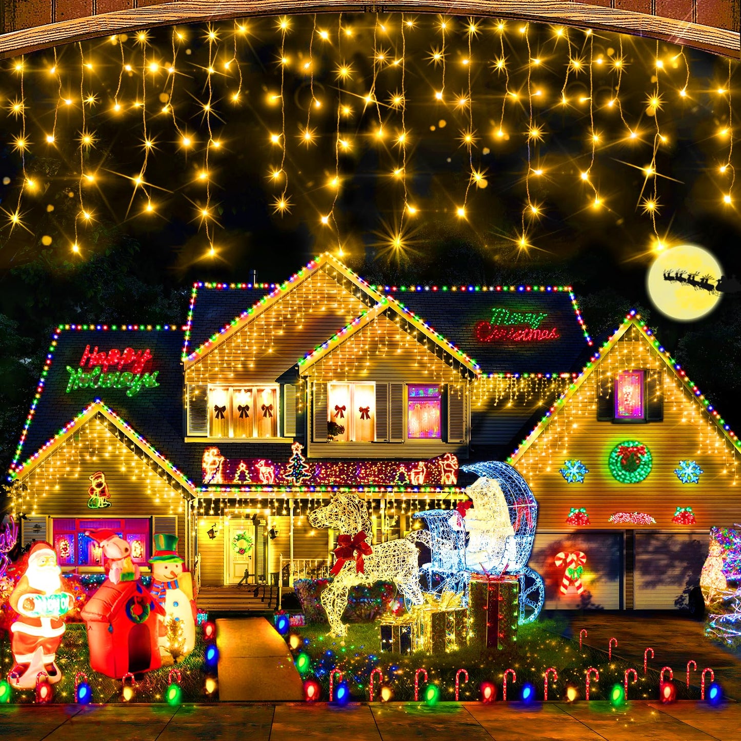 Hezbjiti 400 LED Outdoor Christmas Fairy String Lights, 32.8 FT, Warm White, 8 Modes, Model HB01-MNO1005-JDY