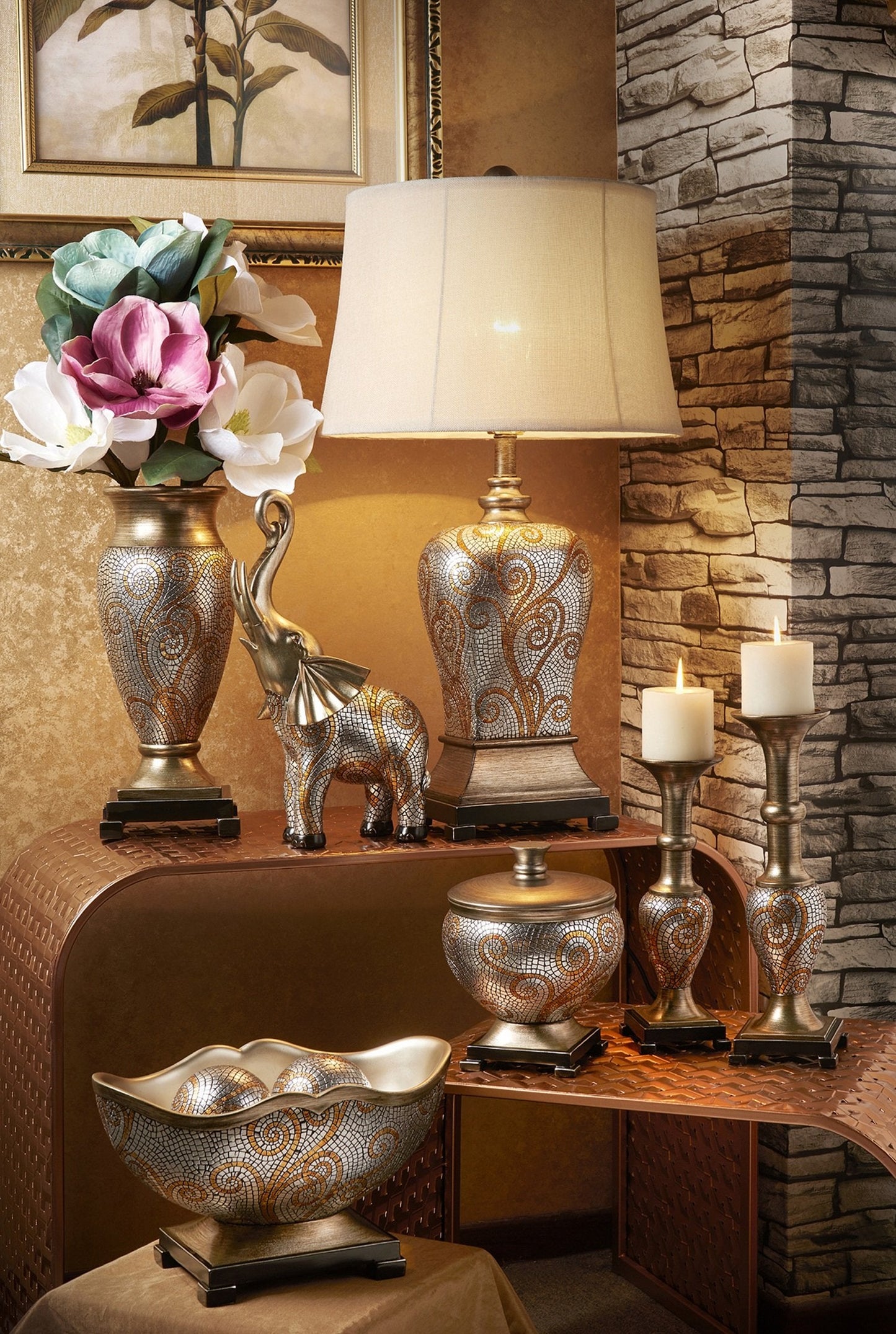 OK Lighting Theos Table Lamp 30.25in H Resin Bronze Model OK-4286T